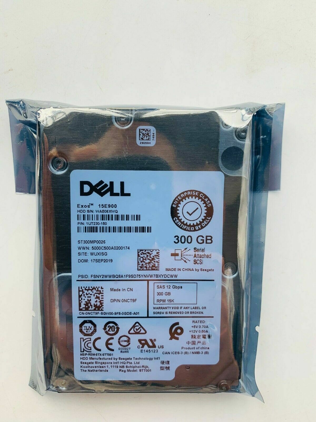 FIT FOR Dell NCT9F 0NCT9F 300GB 15K 12Gb/s 2.5" SAS HDD Hard Drive ST300MP0026