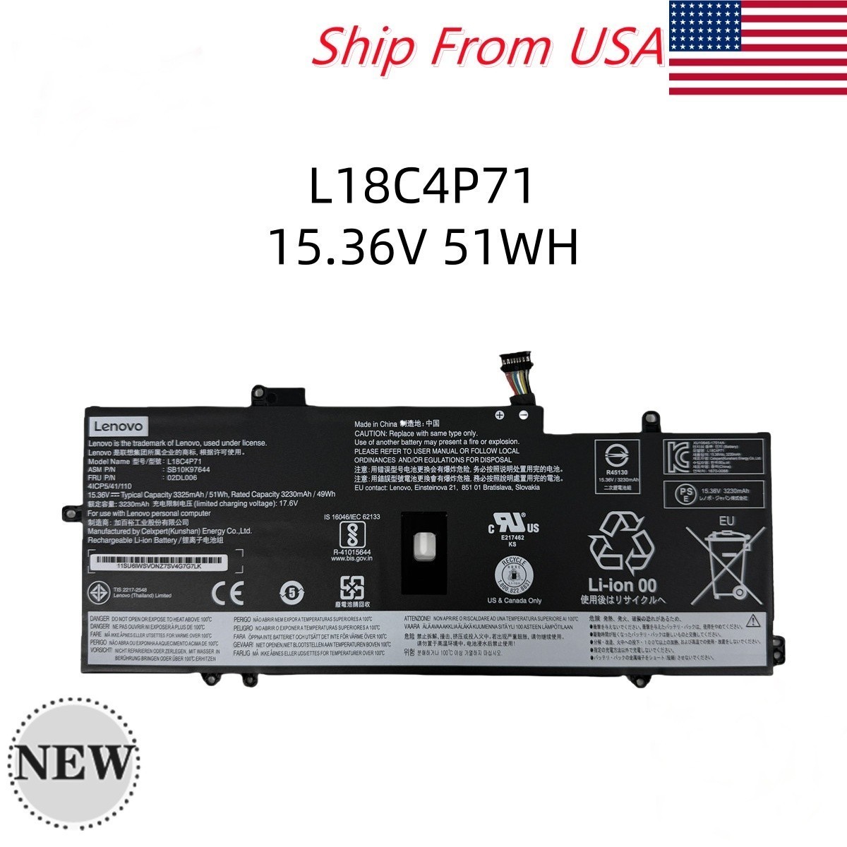 Genuine L18C4P71 L18L4P71 Battery For Lenovo ThinkPad X1 Yoga 4th5th Gen 02DL004