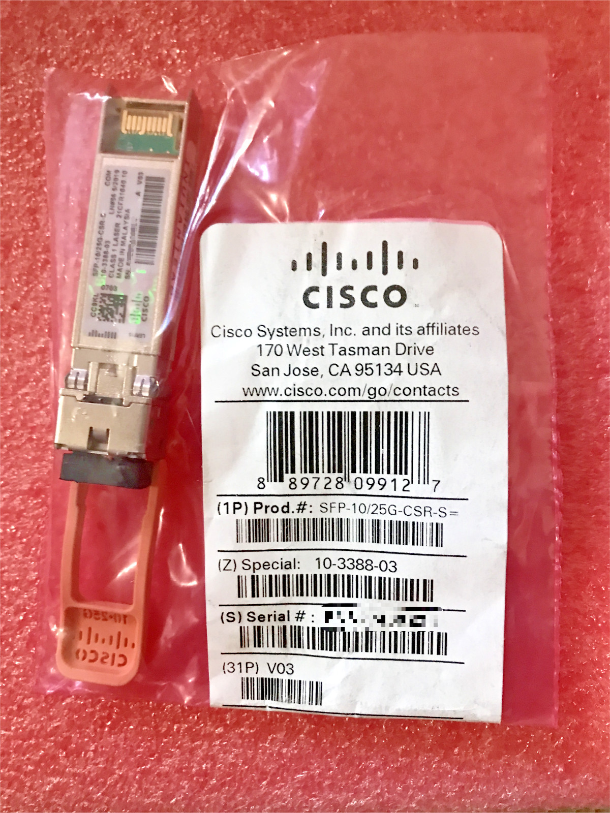 New Cisco SFP-10/25G-CSR-S 25GB BASE-CSR 850nm Short Reach MMF SFP28 Transceiver