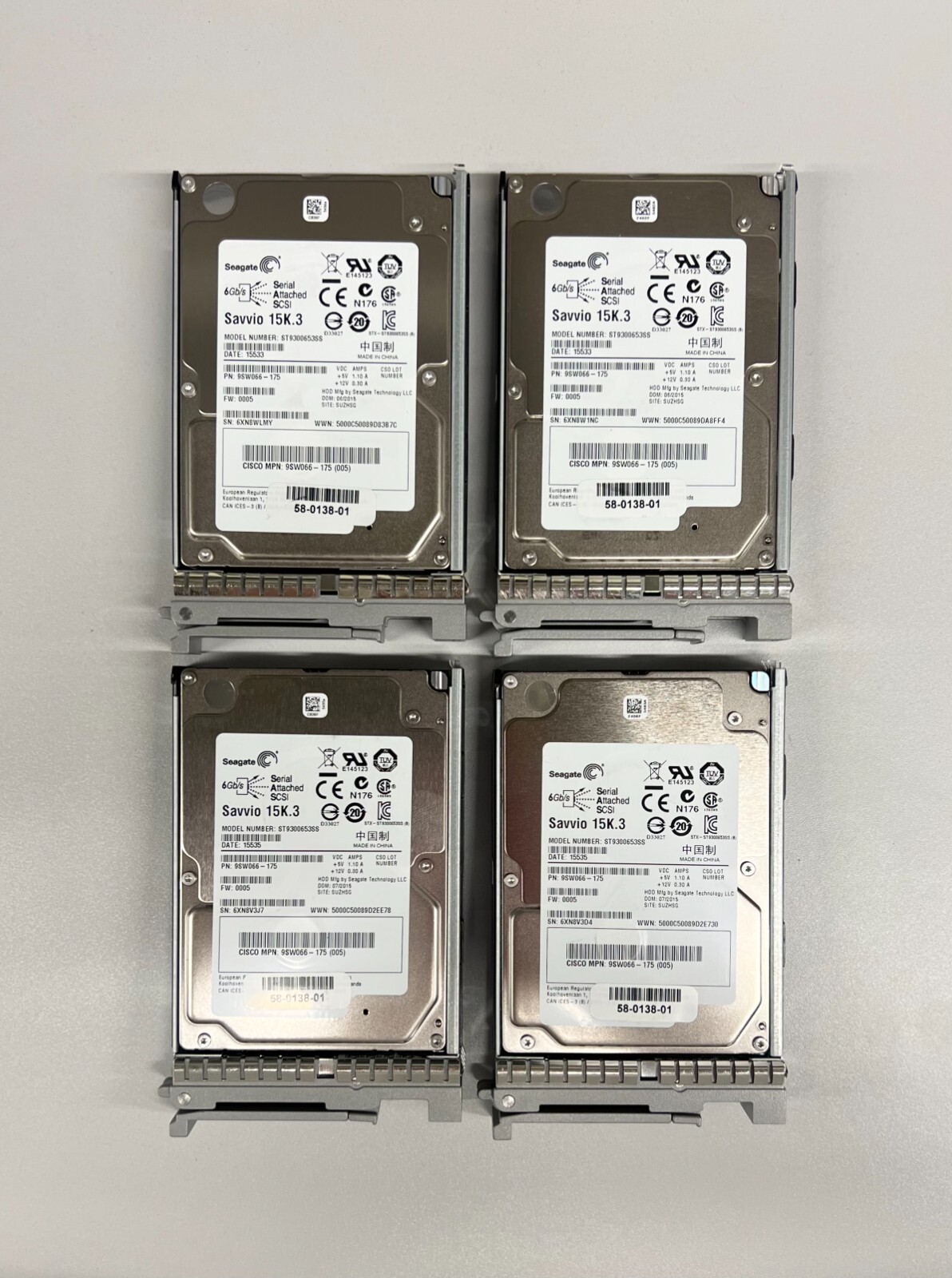 LOT OF 4x UCS-HDD300GI2F105 CISCO SEAGATE 300GB 6G SAS 15K 2.5" HDD HARD DRIVE