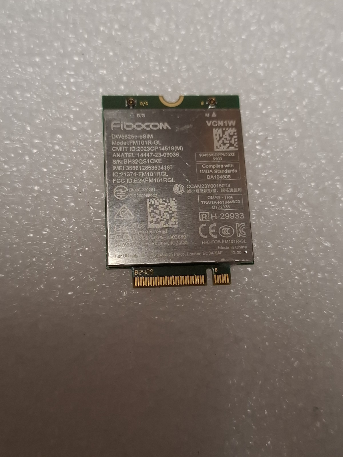 Dell DW5825E ESIM Broadband 4G Wireless WAN Card Snapdragon X12 VCN1W w1