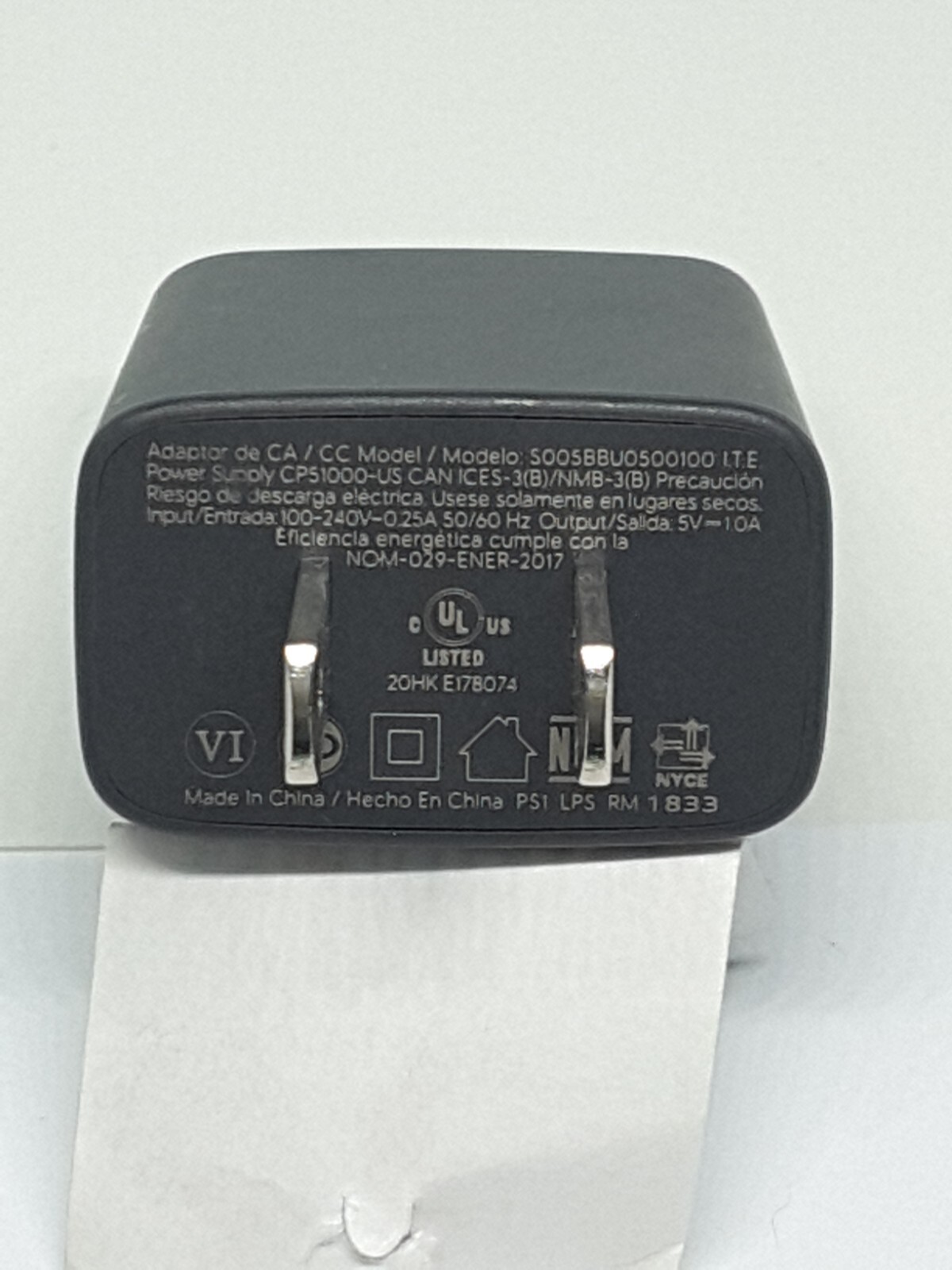 Lot of 2-OEM Google Chromecast USB 5V 1A Power Adapter  S005BBU0500100 No cable