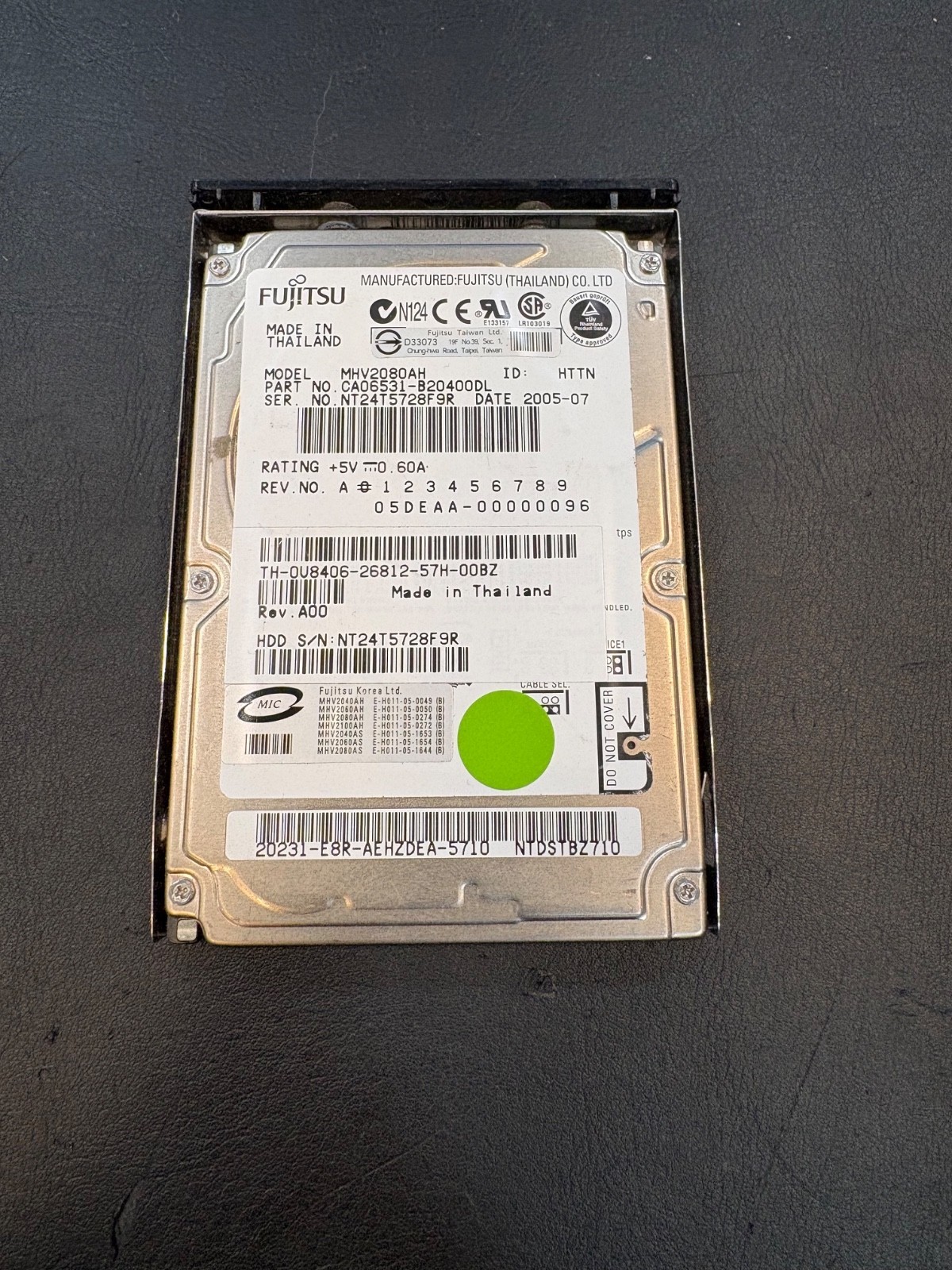 Dell / Fujitsu 80GB Internal 2.5" 5400RPM Hard Drive / MHV2080AH / MG450 / F5248