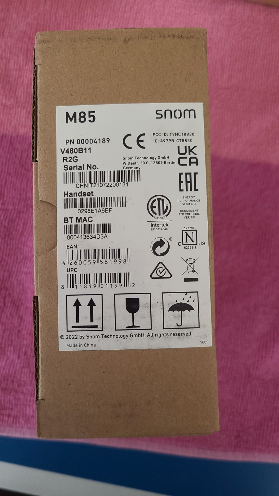 Snom 4189 M85 Ruggedize IP Dect Base Handset M85 UPC 811819011992 - Voice-Ove...