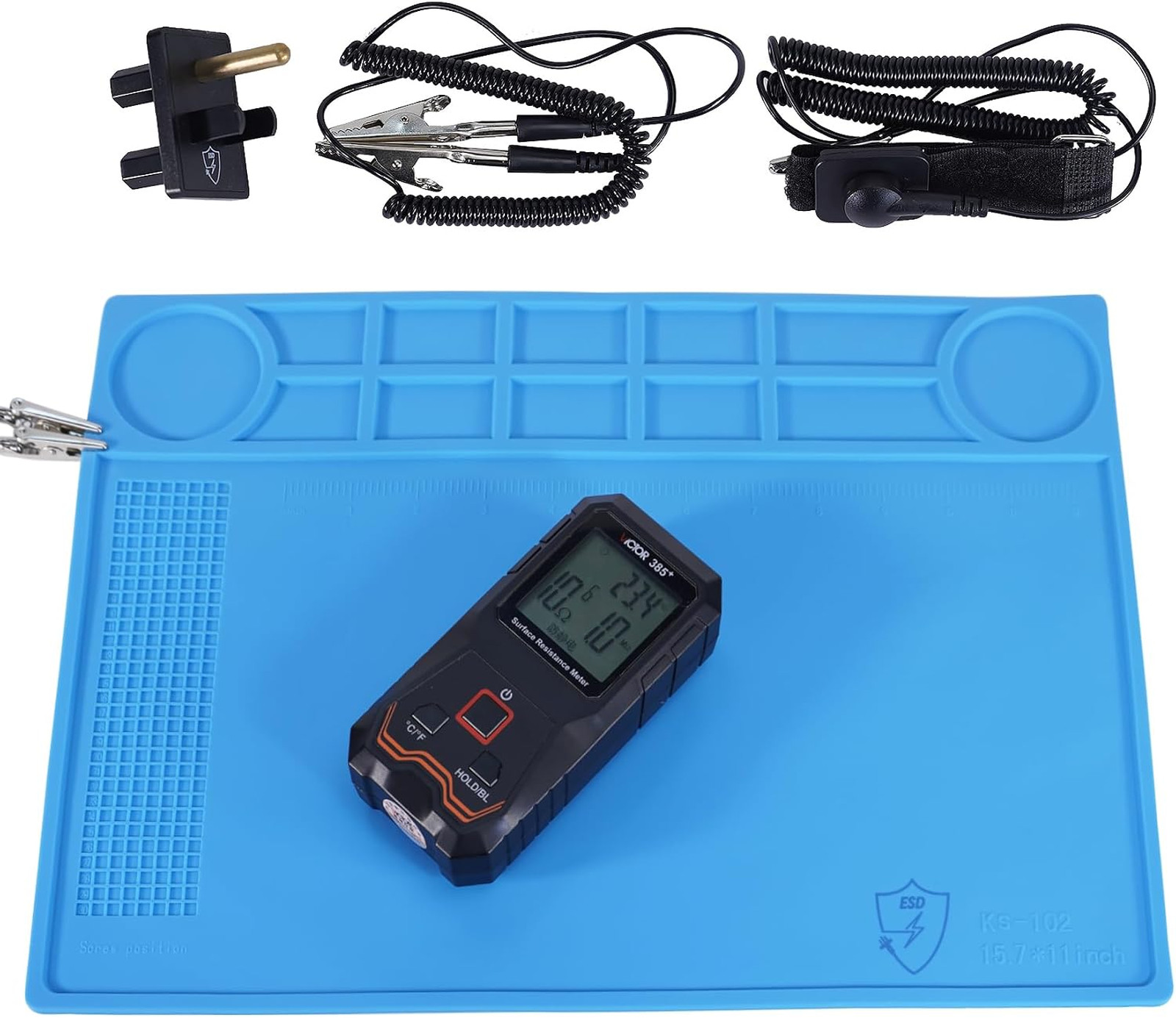 Electronic Repair Mat with Grounding Kit and ESD Wrist Strap, Heat Resistant