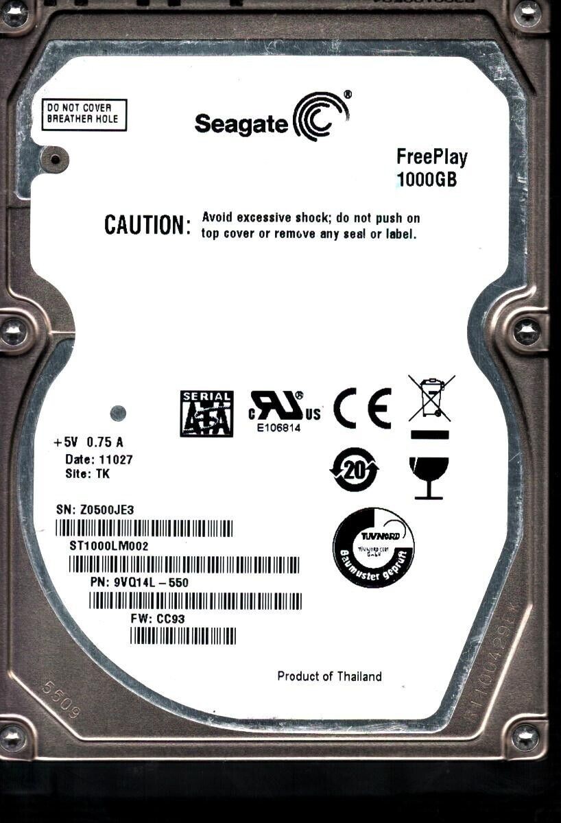 ST1000LM002 P/N: 9VQ14L-550 F/W: CC93 S/N: Z050 TK 1TB 11027 THAILAND SEAGATE
