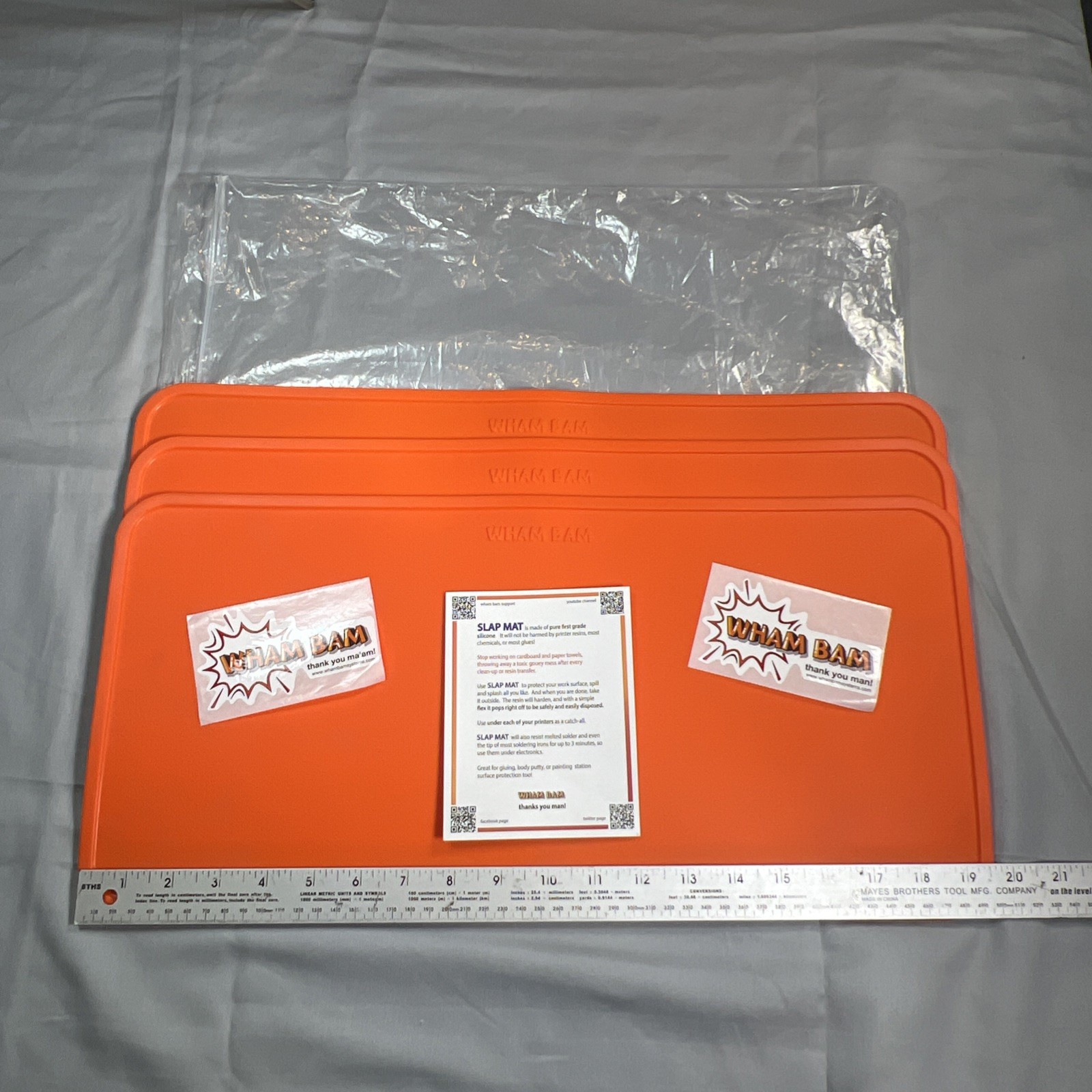 Wham Bam Slap Mat Lot of 3 Orange Silicone 3D Printer Craft Solder Work Mats