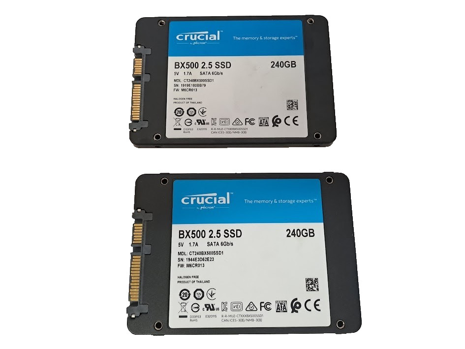 Lot of 2 Crucial BX500 CT240BX500SSD1 240GB 2.5" SATA SSD Solid State Drive