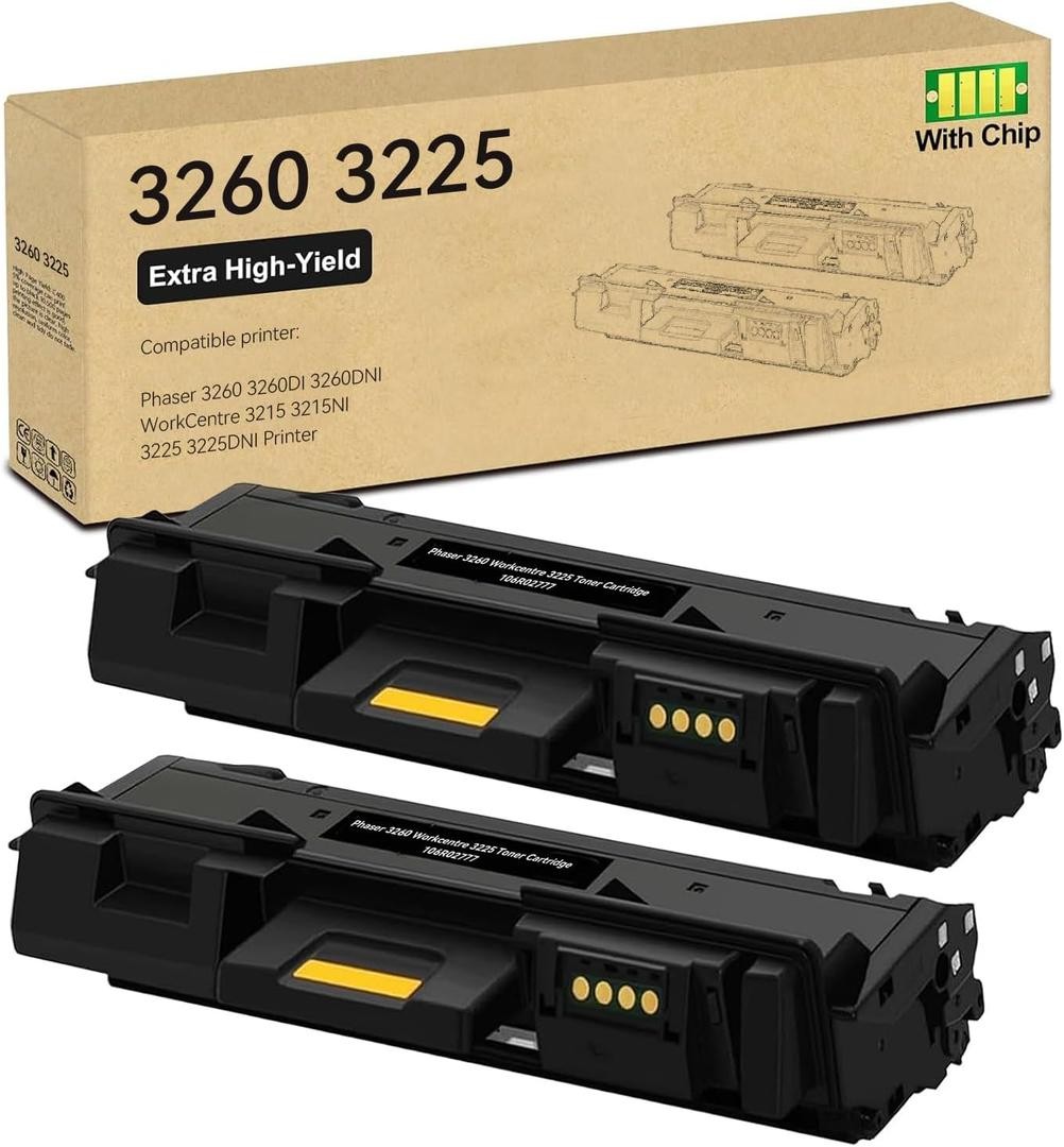 2 Pack 3260/3225 Black High Capacity Toner-Cartridge (3,500 Pages/Pack) Compa...
