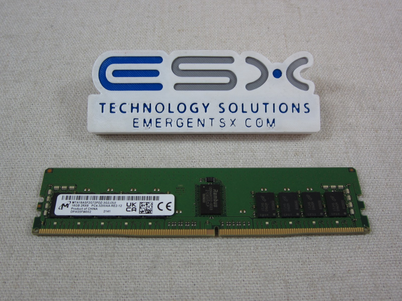 Micron MTA18ASF2G72PDZ-3G2J3 16GB 2Rx8 PC4-3200AA DDR4 ECC Server Memory RDIMM