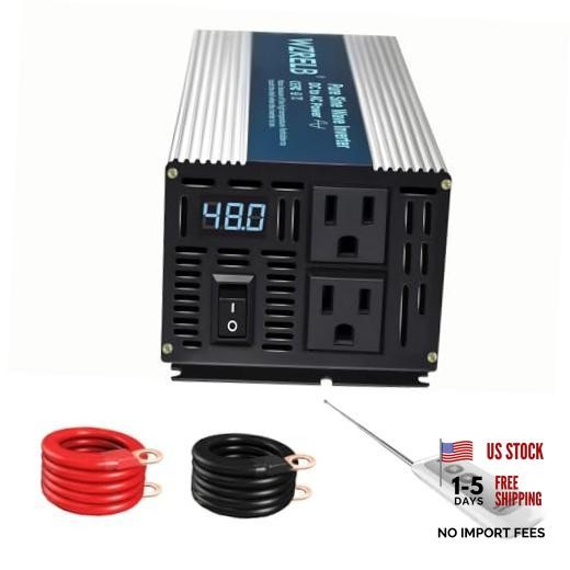 W Pure Sine Wave InverterV DC to 110V 120V AC Power Converter with LED 800 36