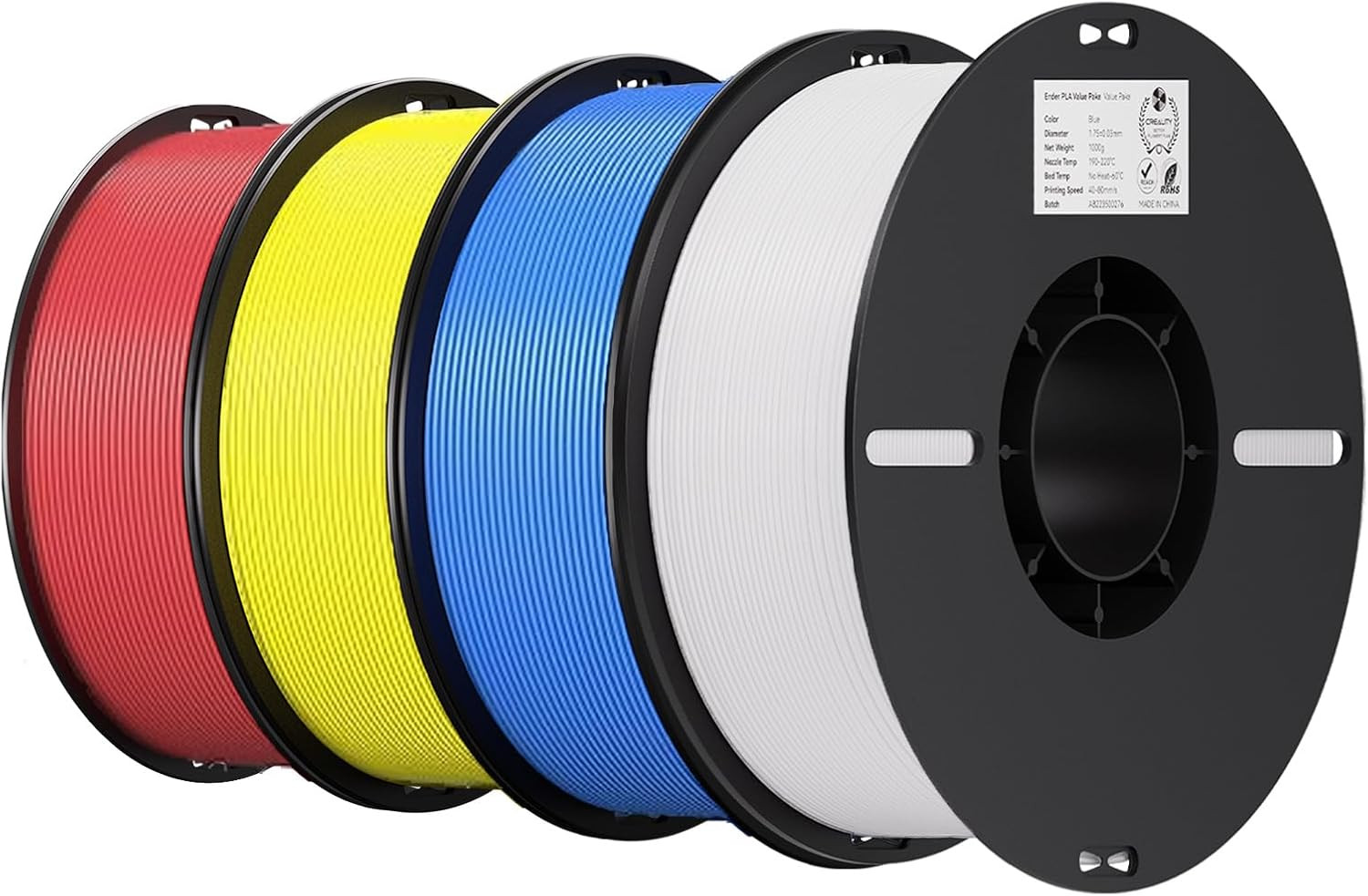 3D Printer Filament 1.75Mm 4KG, PLA Filament Bulk +/- 0.02Mm, 4 Pack 1Kg Spool(2