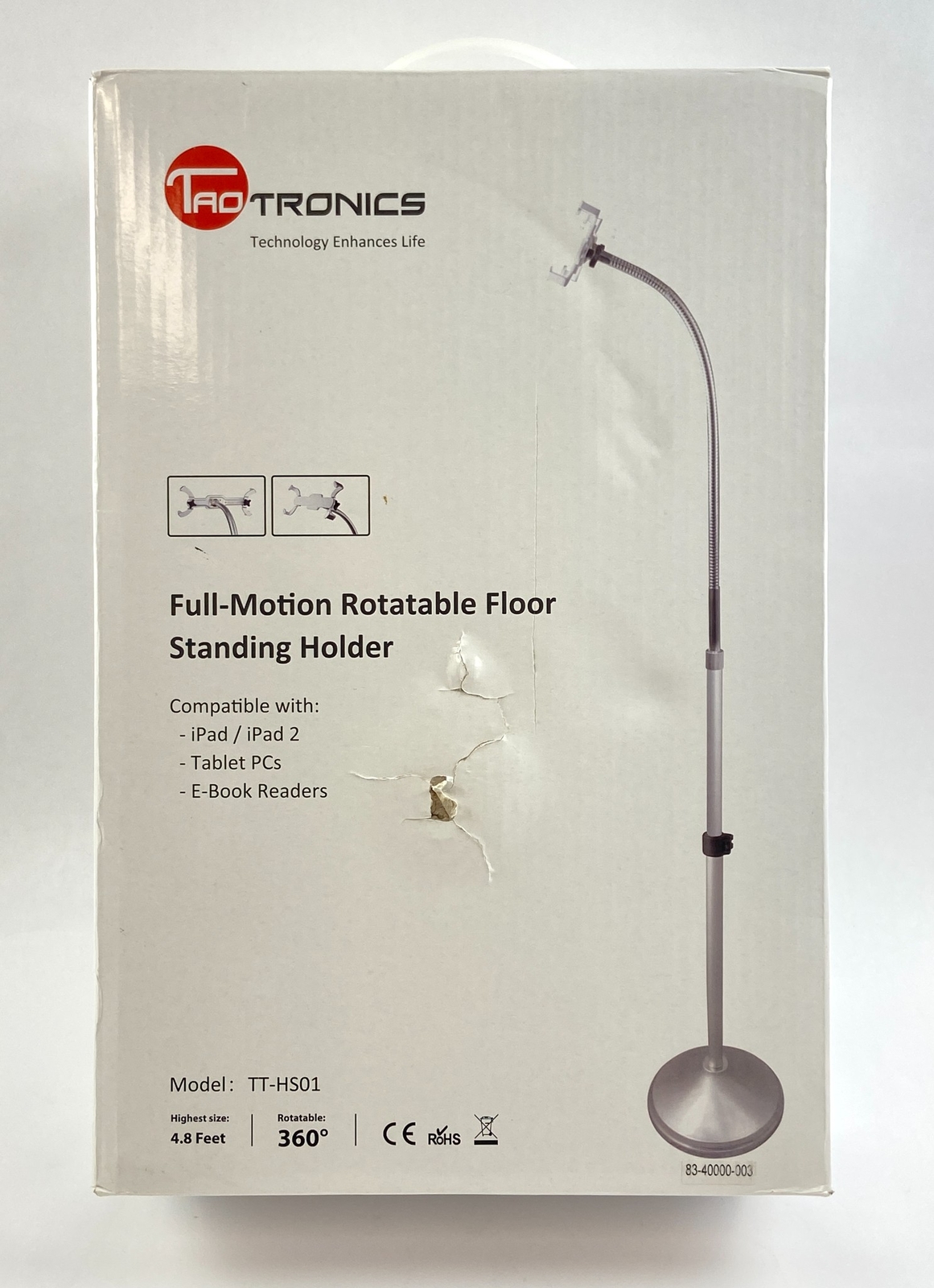 TaoTronics TT-HS01 Floor Stand Holder for iPad Tablet Kindle 360 Rotatable 4.8ft