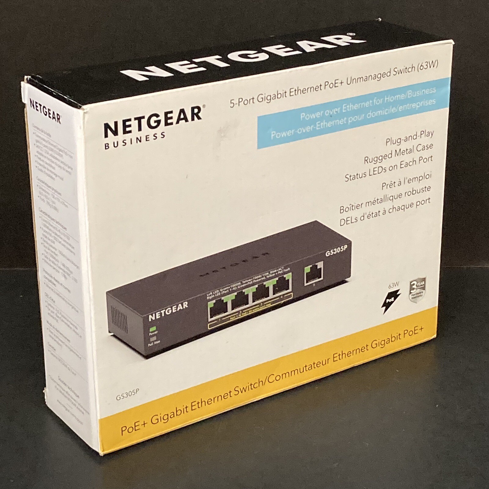 NETGEAR GS305P-200NAS 5-Port Unmanaged PoE Switch - Cosmetically Unused Open Box