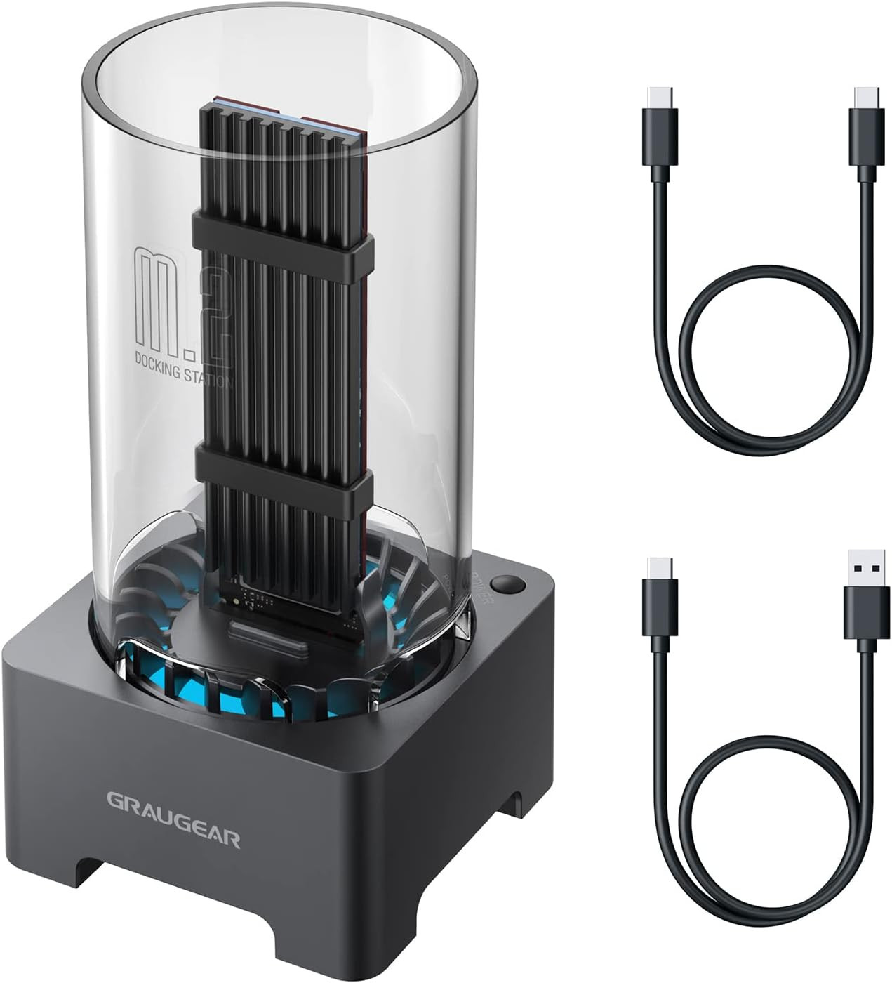 M.2 Nvme SATA Pcie SSD Enclosure Adapter Docking Station with Cooling