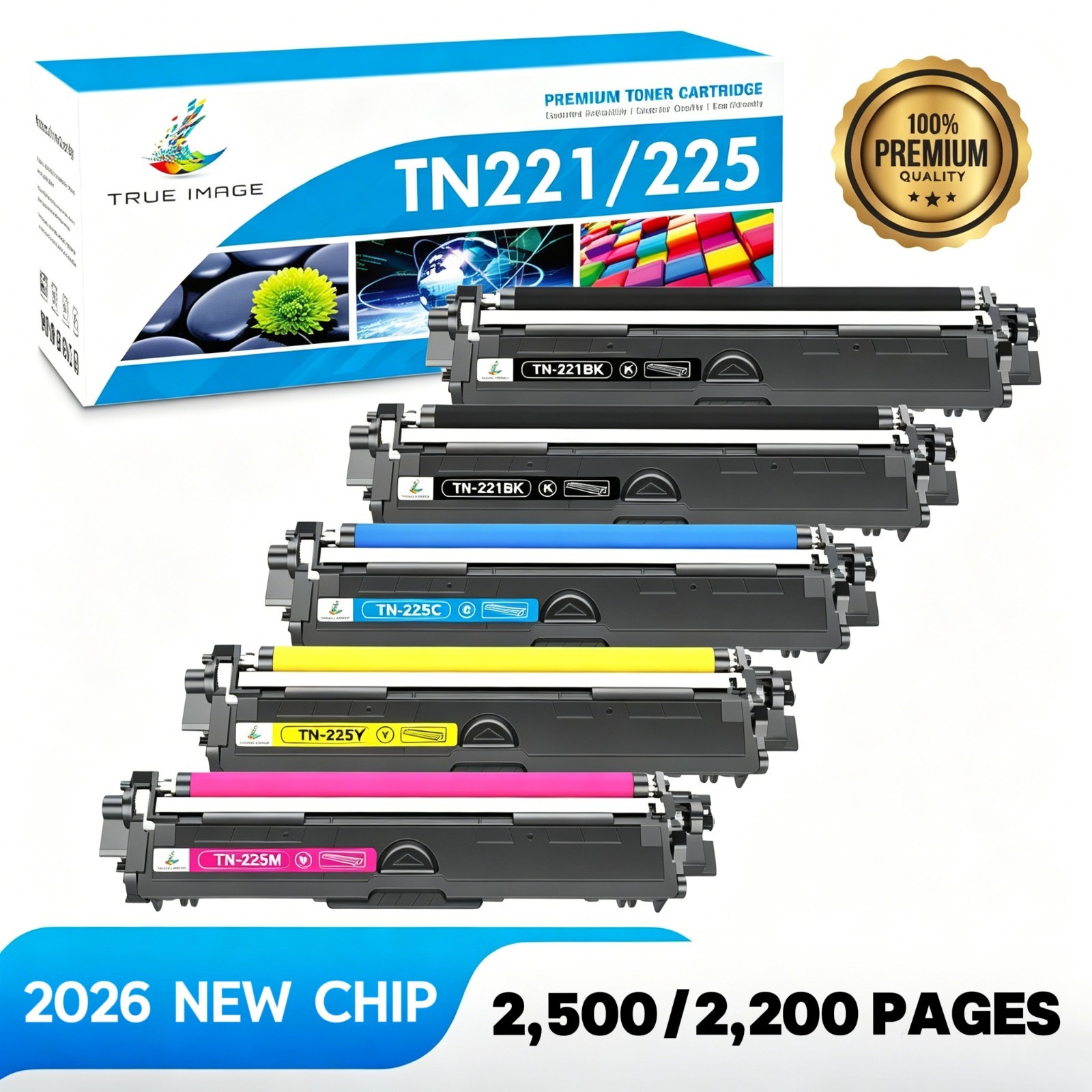 5PK Color TN221 TN225 Toner For Brother TN-225 MFC-9340CDW 9130CW HL-3170CDW
