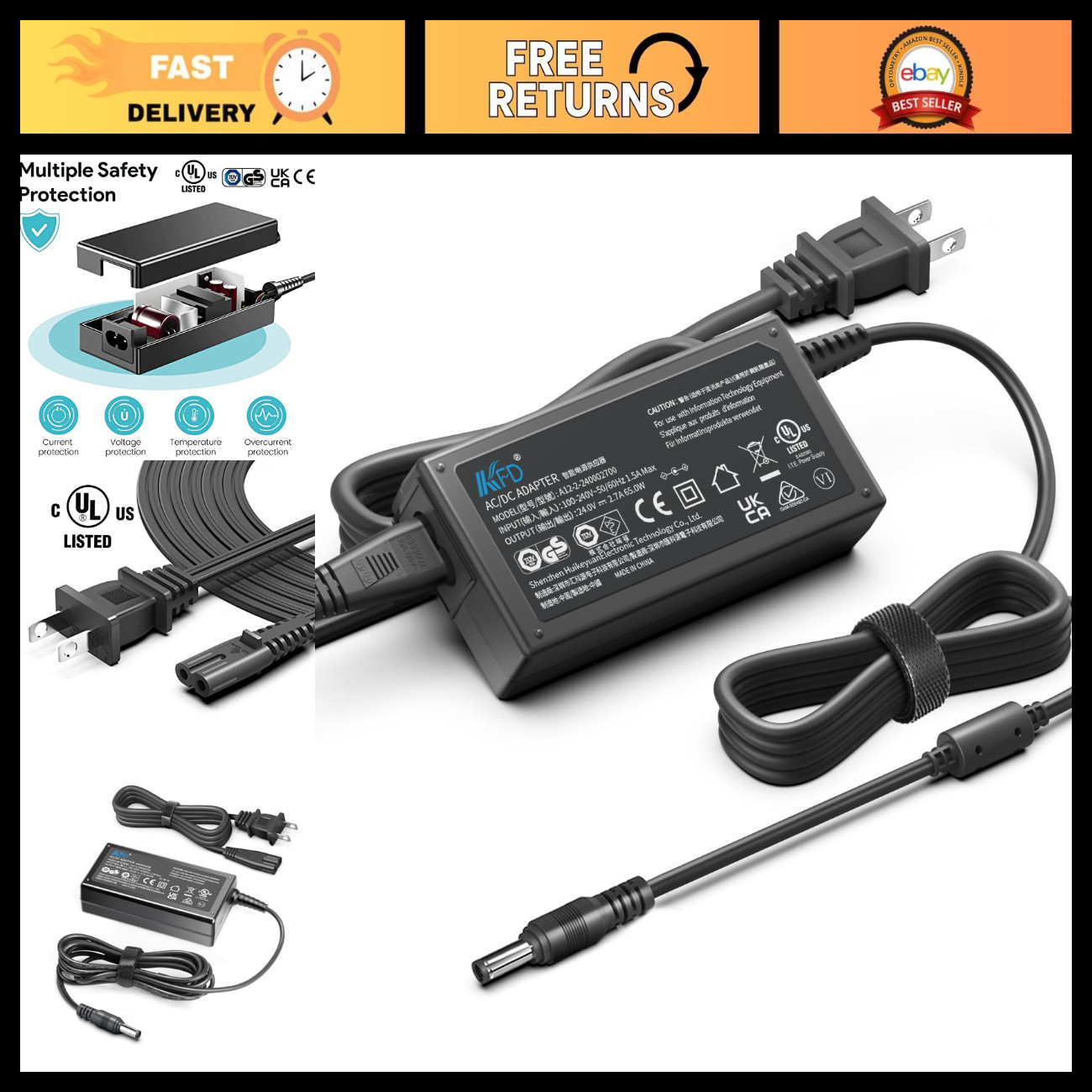 24V AC Adapter for Dymo LabelWriter 5XL 4XL 550 310 315 320 330 400 450 & Fujits