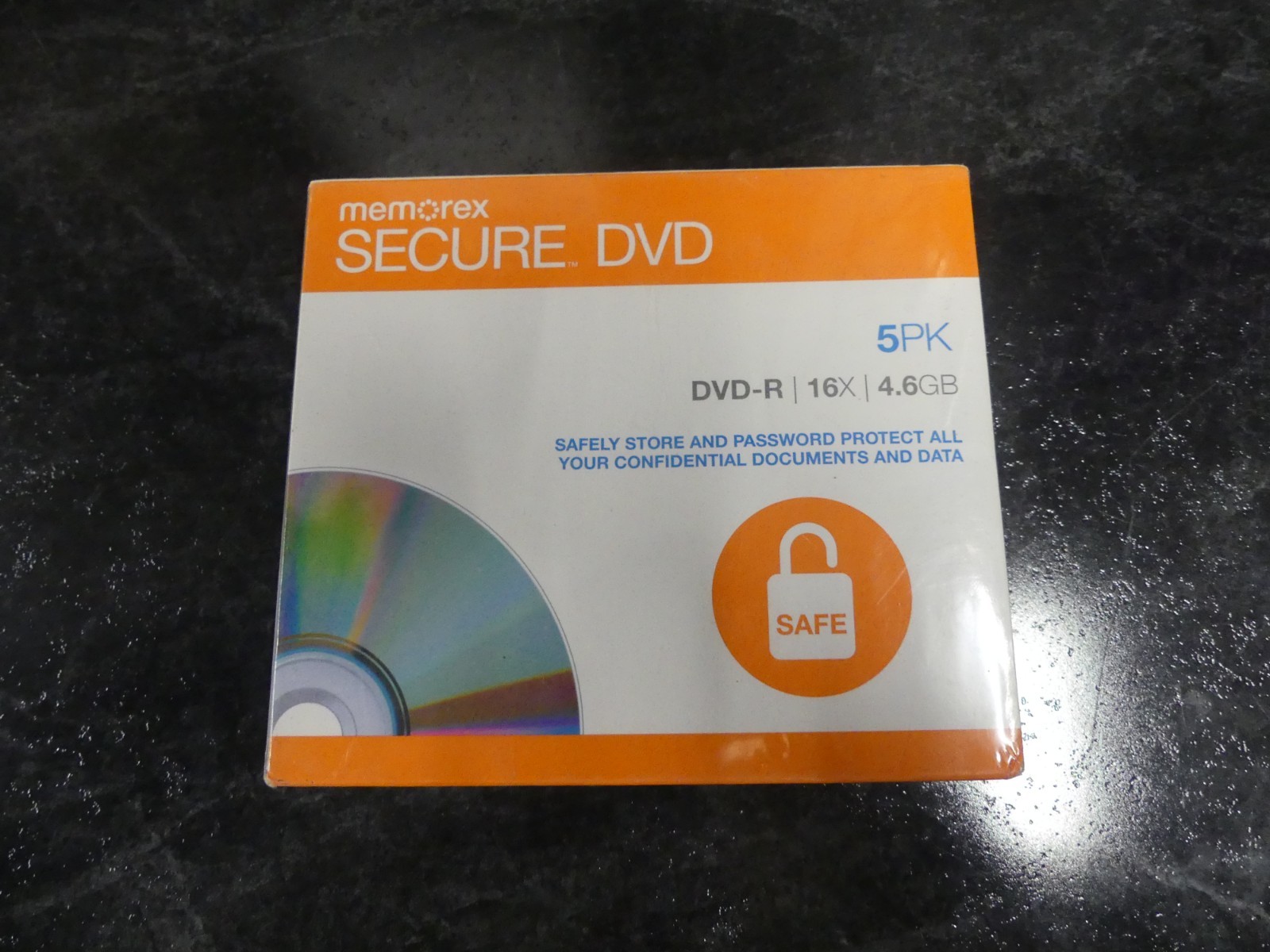 NEW Memorex 5PK Secure DVD-R Password Protected Encryption 16x 4.6GB