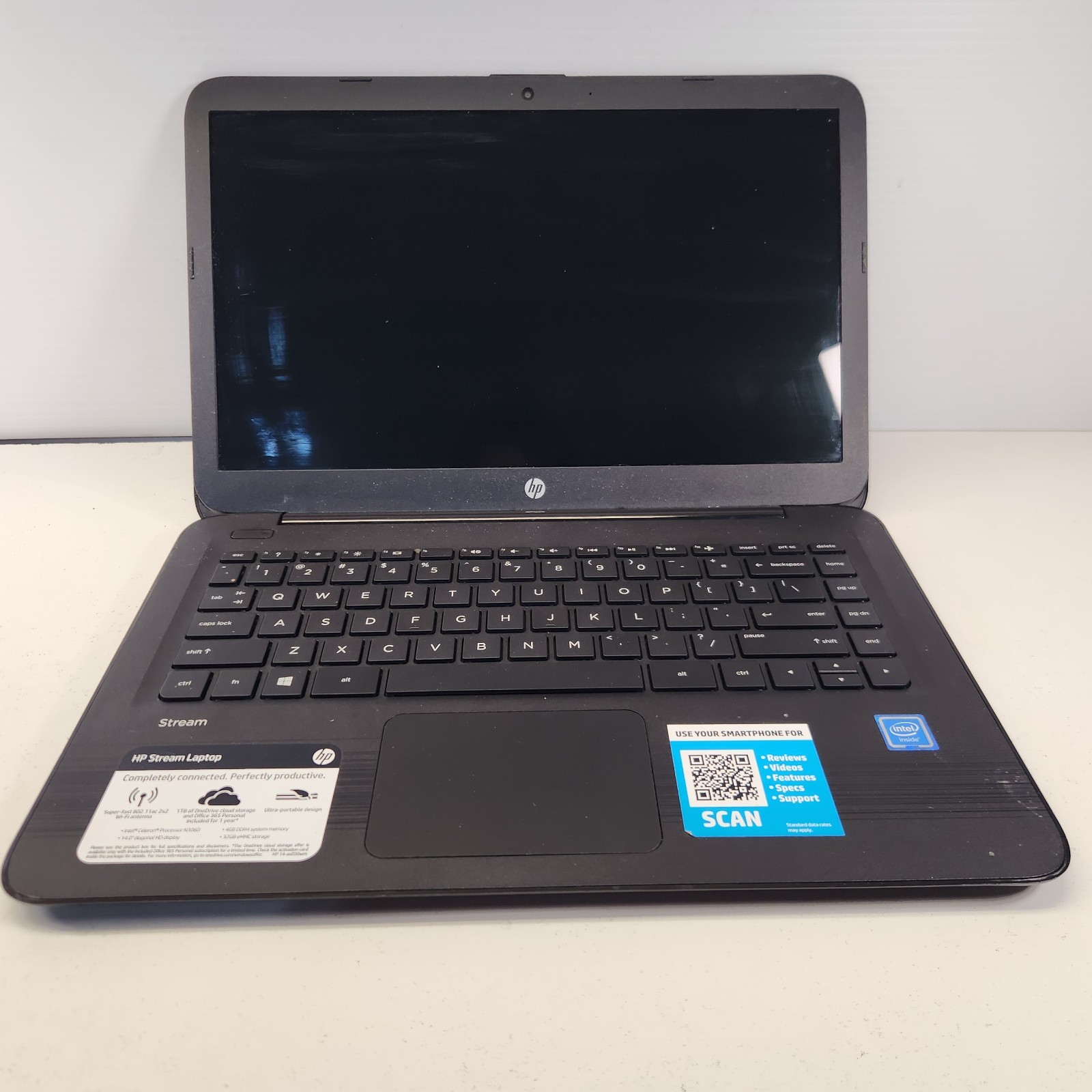 HP Stream 14-ax0XX Laptop Intel Celeron N3060 4GB RAM No OS Boots To BIOS