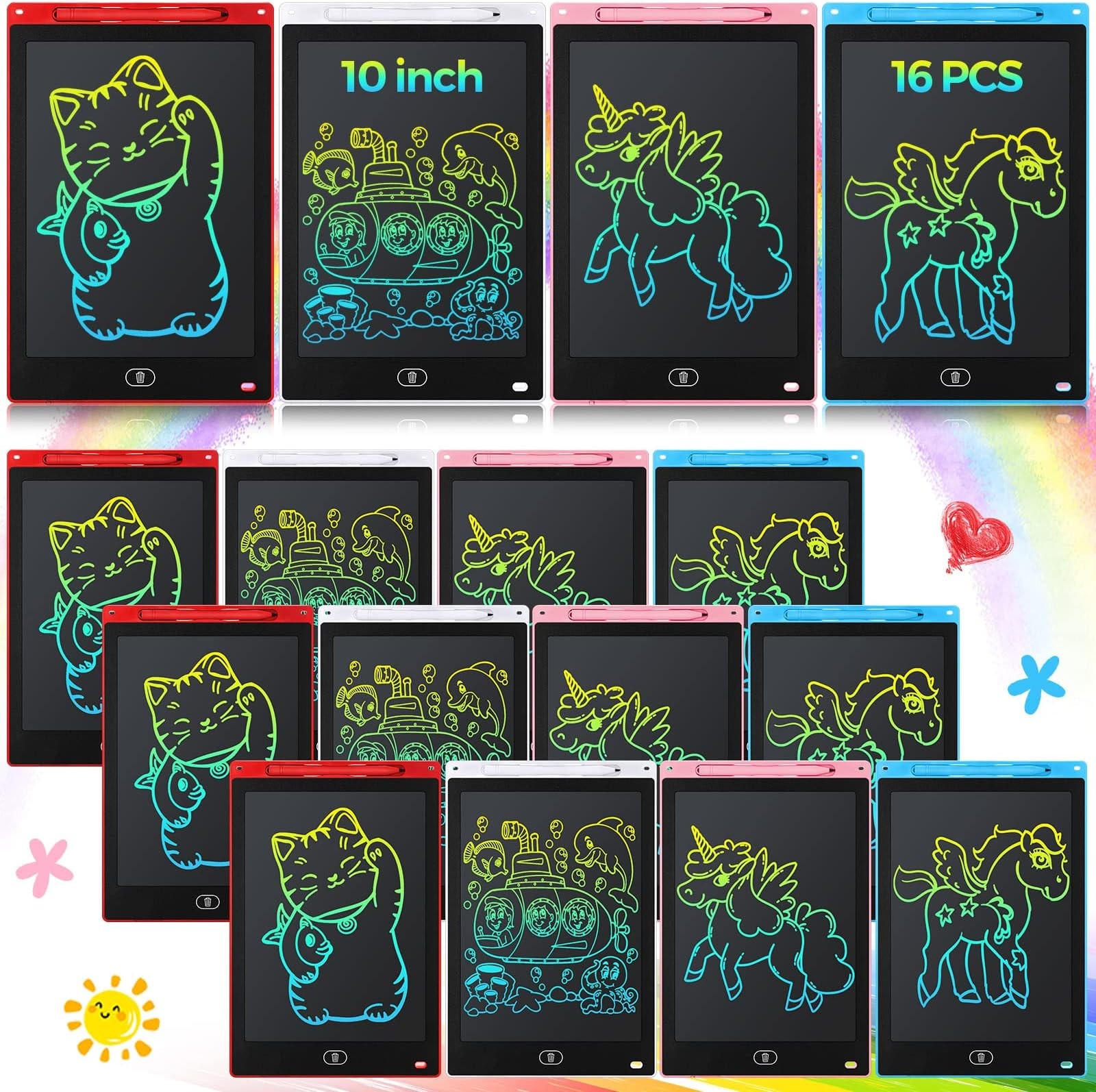 Tinlade 16 Pack LCD Writing Tablet 10 Inch Bulk Kids Drawing Pad Erasable Tod...