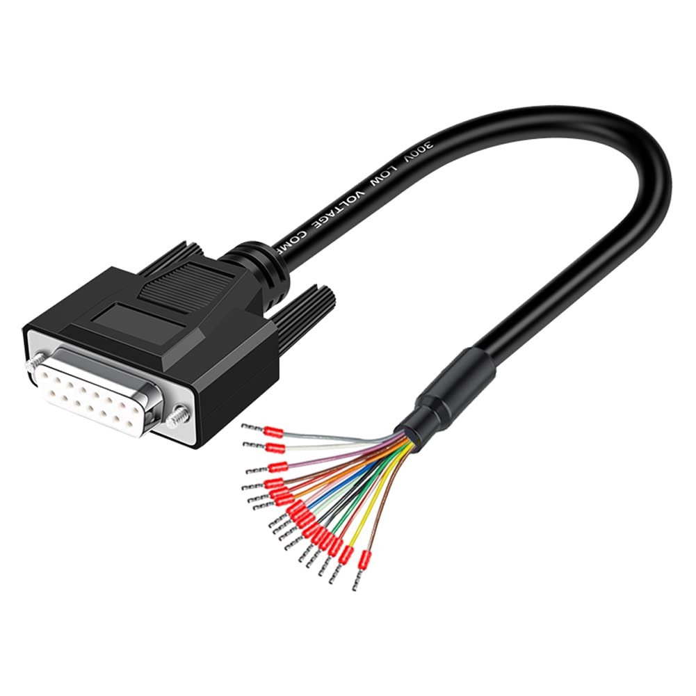 DB15 Female Solderless Breakout Terminal Block 5 Ft 24AWG Replacement Cable