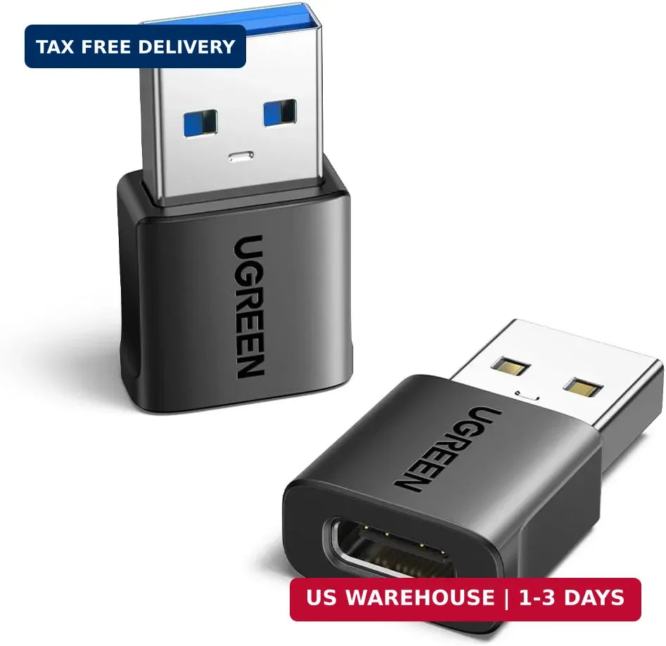 UGREEN USB to USB C Adapter 2Pack, 10Gbps Female to Male Converter | Slim Design