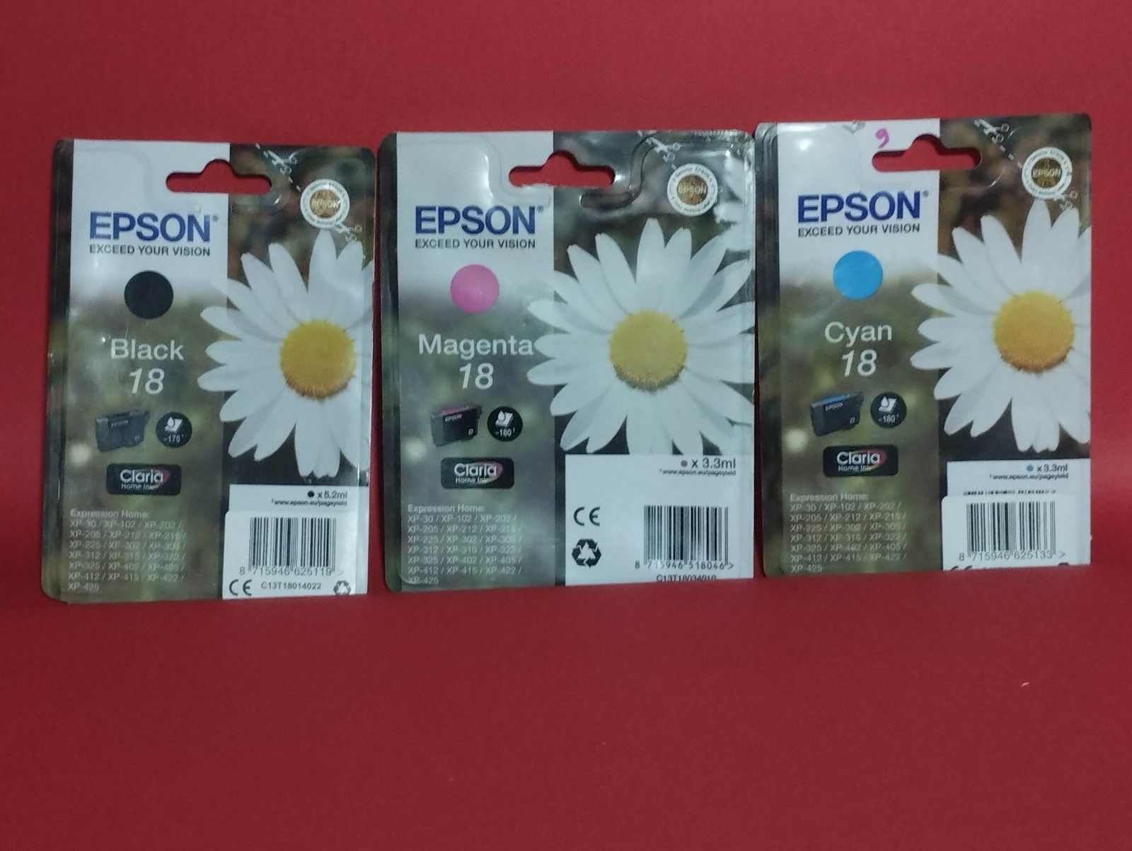 Lot Of 4 Epson 18 Ink Cartridges Black Cyan Magenta Yellow Original New Sealed
