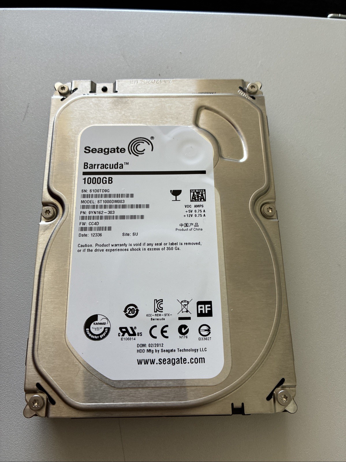Seagate Barracuda ST1000DM003 1 TB SATA III 3.5 in Desktop Hard Drive