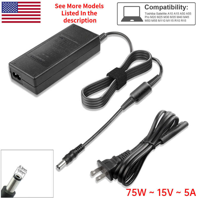 75W AC Adapter Charger For TOSHIBA Satellite M45 PA3469U-1ACA Power Supply Cord