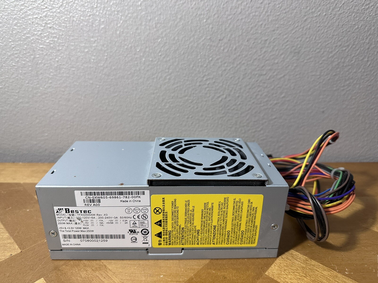 Bestec TFX0250D5W 0XW605 250W POWER SUPPLY