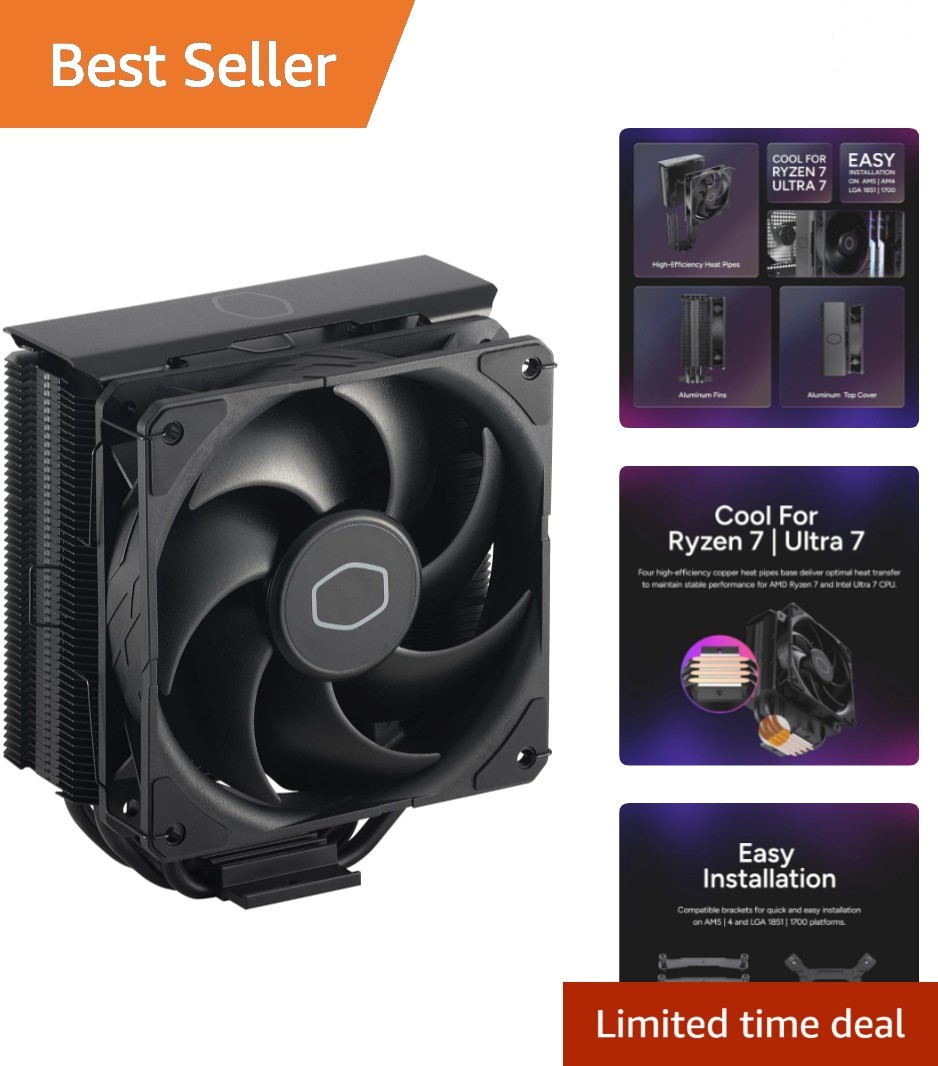 Hyper 212 Black CPU Air Cooler, 4 Heat Pipes, PWM Fan