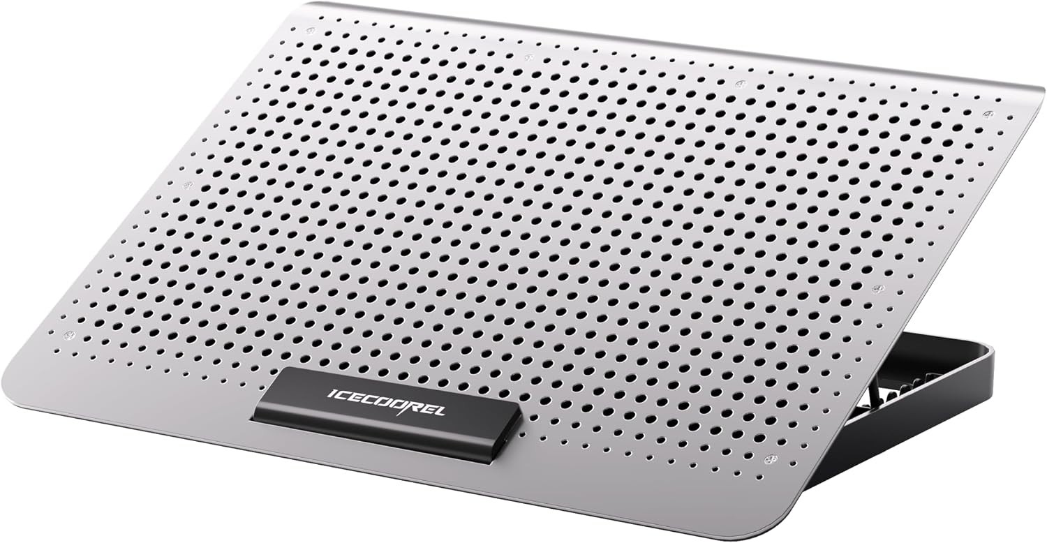 ICE COOREL Aluminum Laptop Cooling Pad, Cooler Stand with 7 Silver 