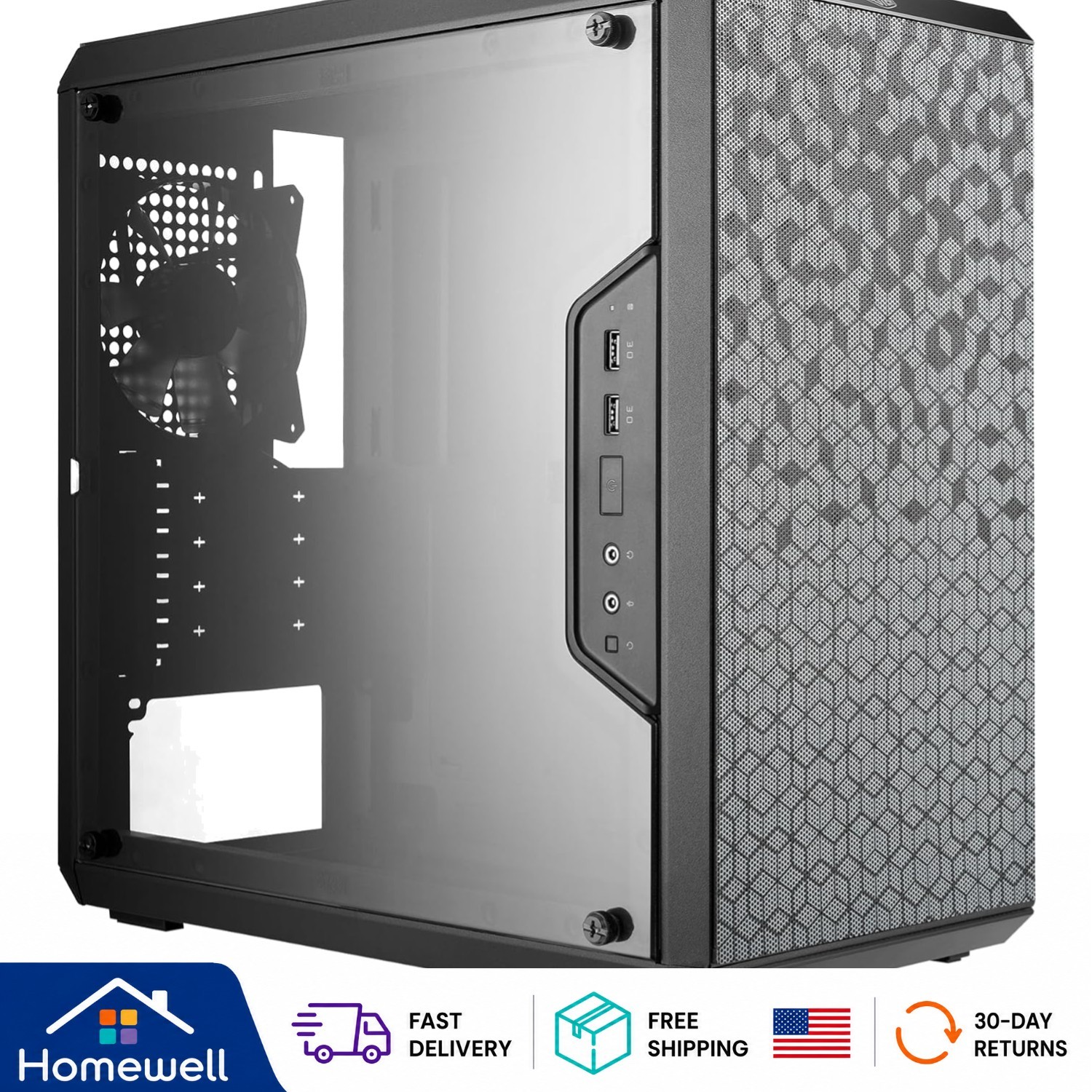 Master Box Q300L Micro-ATX High Airflow PC Case with Transparent Side Panel