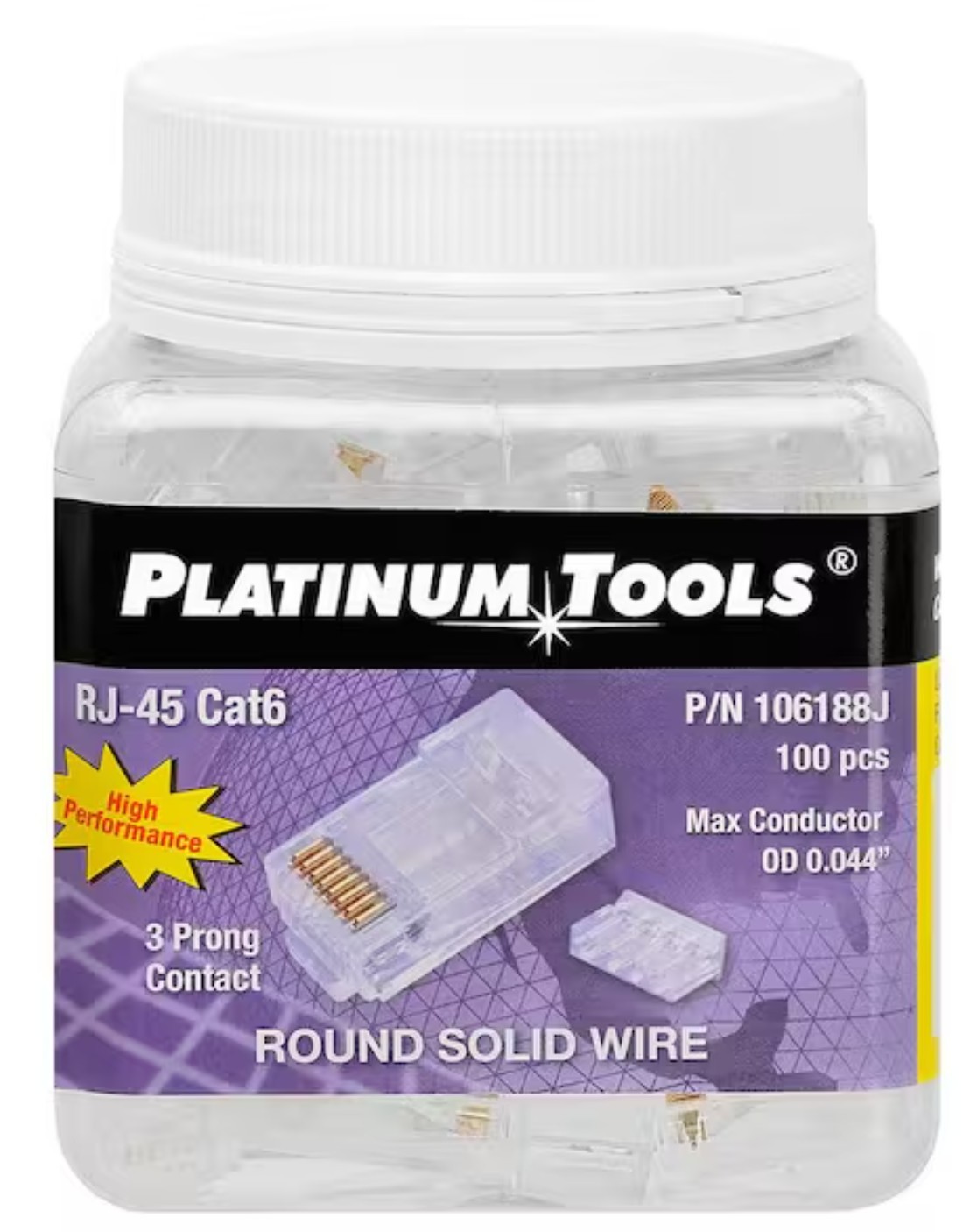 Platinum Tools RJ-45 Cat6 106188J 2-Piece High Performance Connectors  - 10 Gbps