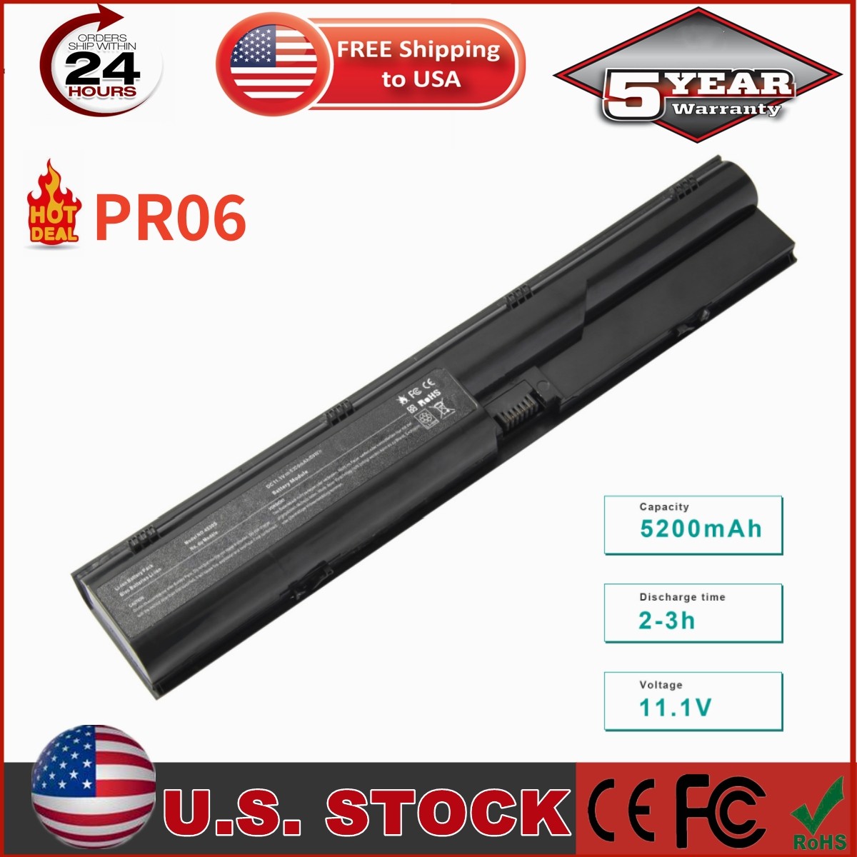 PR06 Battery 633805-001 For HP ProBook 4530s 4430s 4330s 4540s 4440s 4545s 4535s