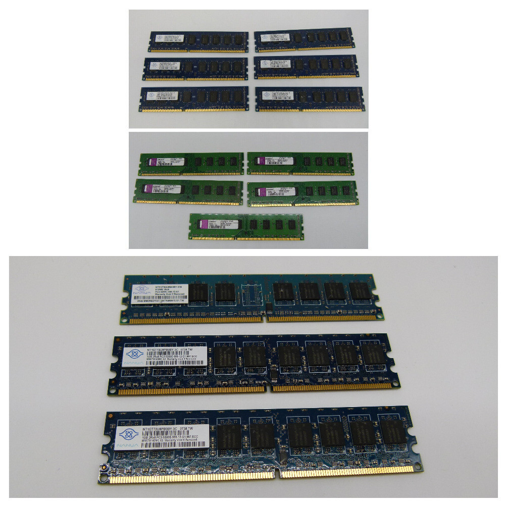Lot of 14 pcs – RAM – Nanya (512mb, 1gb, 2gb), Kingston (2gb)