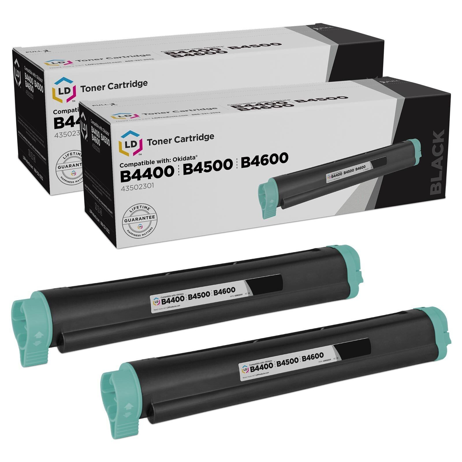 LD Comp Okidata 43502301 2pk Black B4400 B4500 B4550 B4600 Series