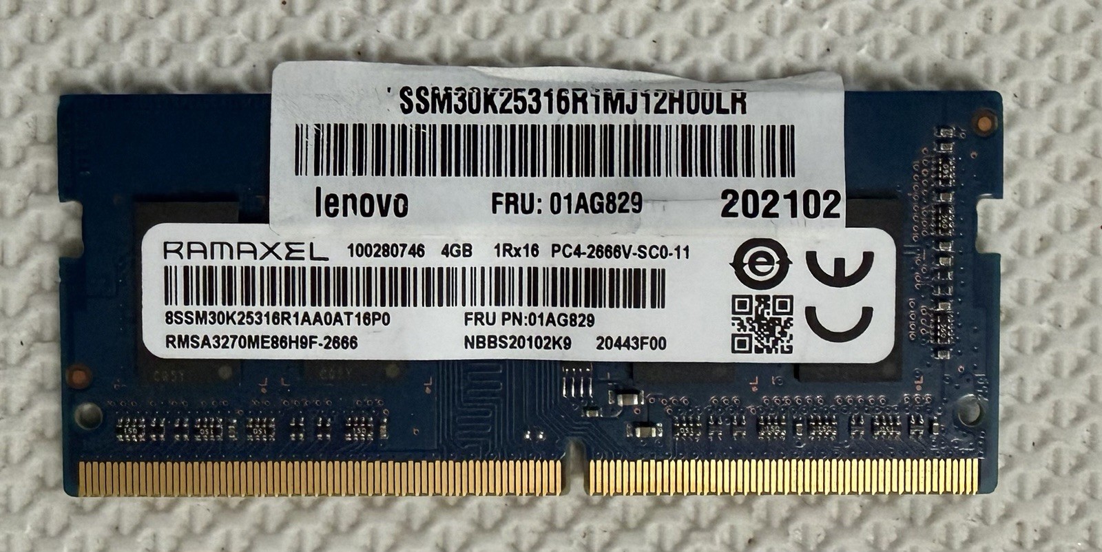Ramaxel 4GB DDR4 2666MHz SODIMM | RMSA3270ME86H9F-2666 | Lenovo FRU 01AG829