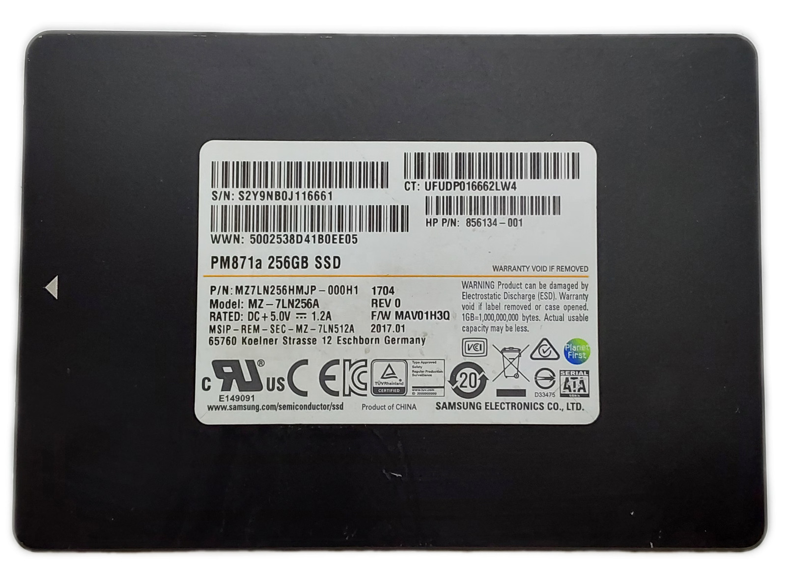 Samsung PM871A MZ7LN256HMJP 256GB 2.5" SATA III SSD