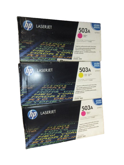 LOT OF 3 HP 503A 1 YELLOW Q7582A 2 Magenta Q7583A LaserJet Toner Cartridge
