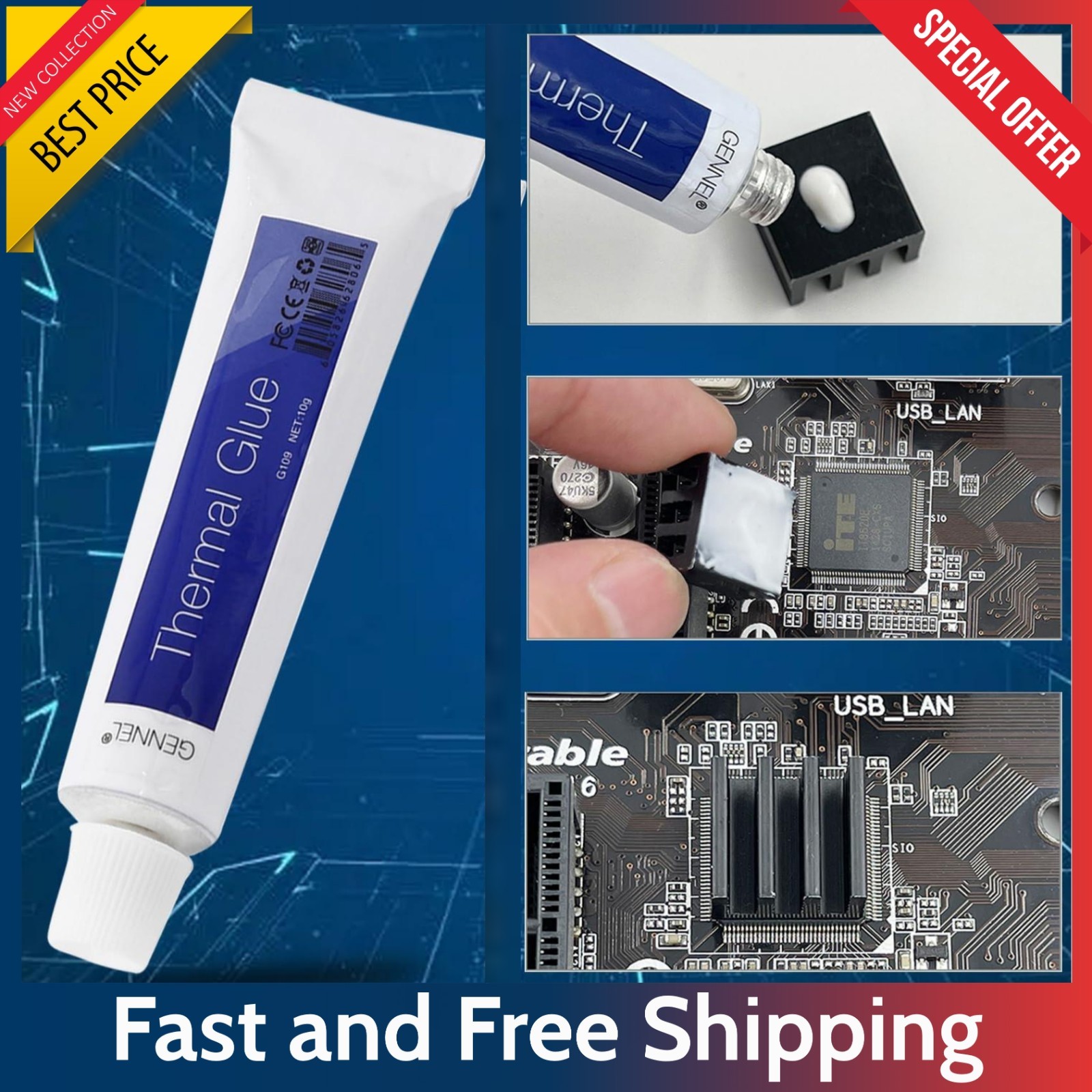 10g Thermal Conductive Glue G109 - Heatsink Silicone Adhesive GPU CPU LED IC Kit