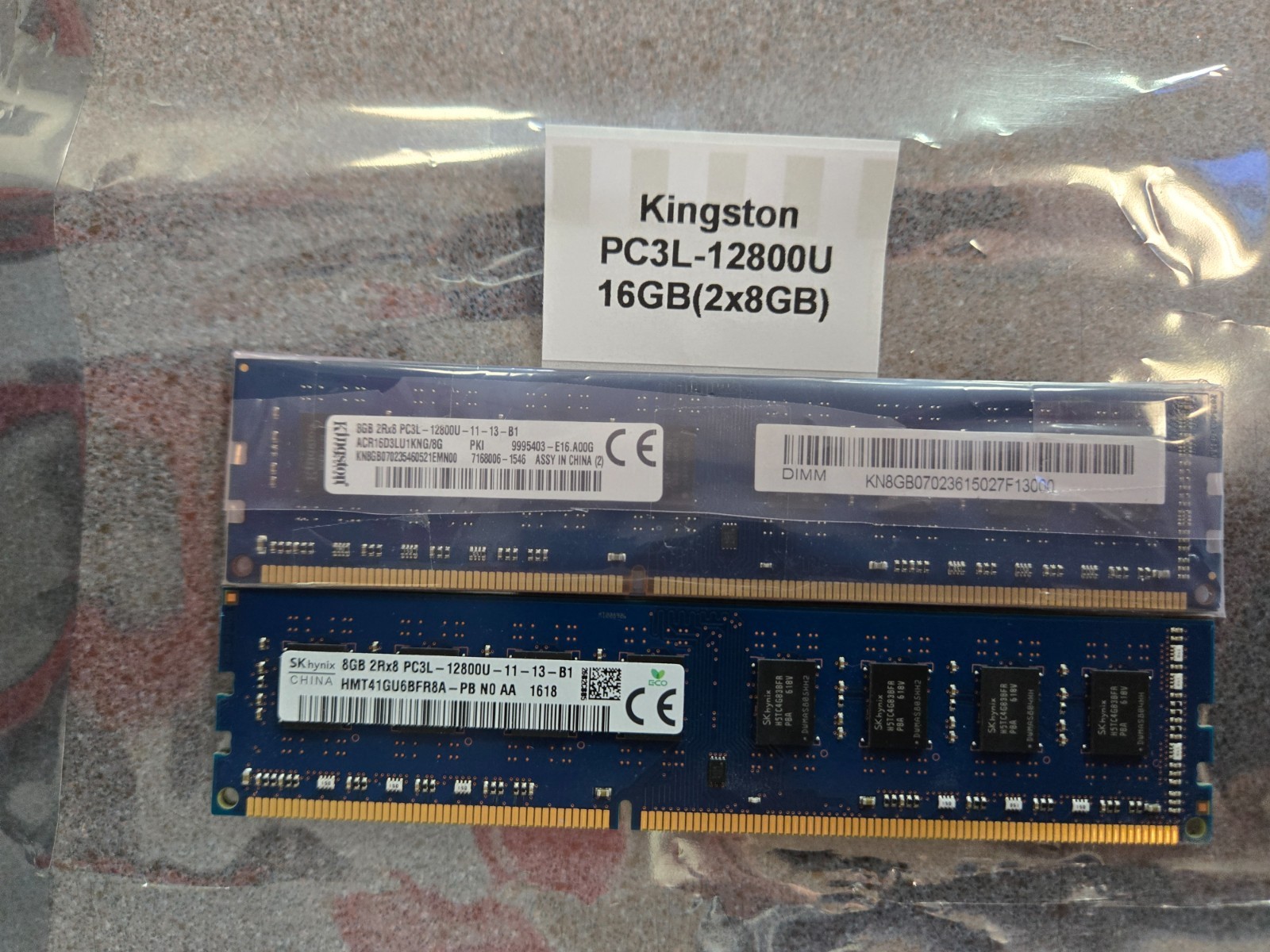 Kingston 16GB (2x8gb) PC3L-12800U DDR3-1600 DesktopMemory RAM