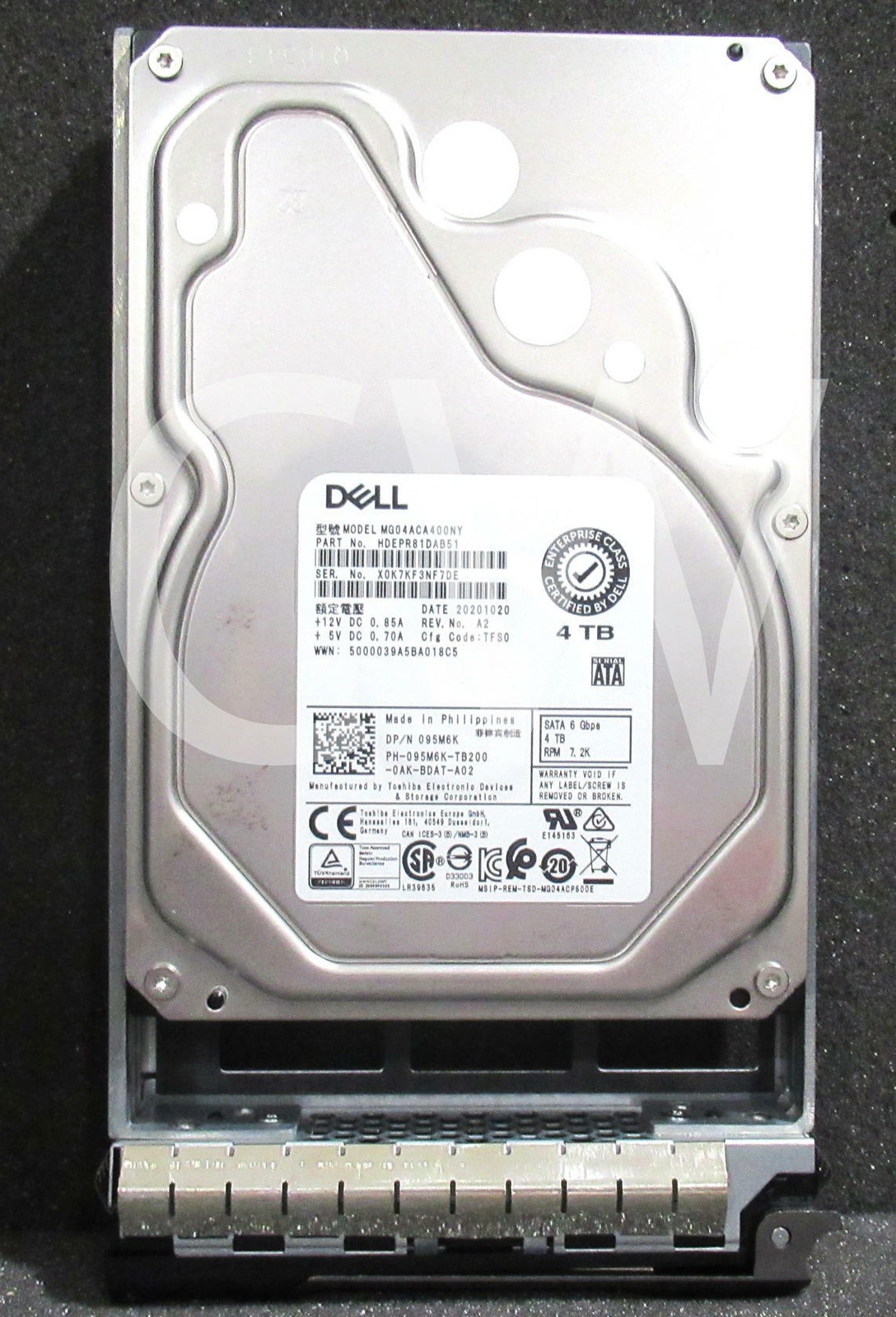 95M6K MG04ACA400NY Dell ENT 4TB 7.2K RPM 6G 3.5" SATA HDD Hard Drive Refurbished