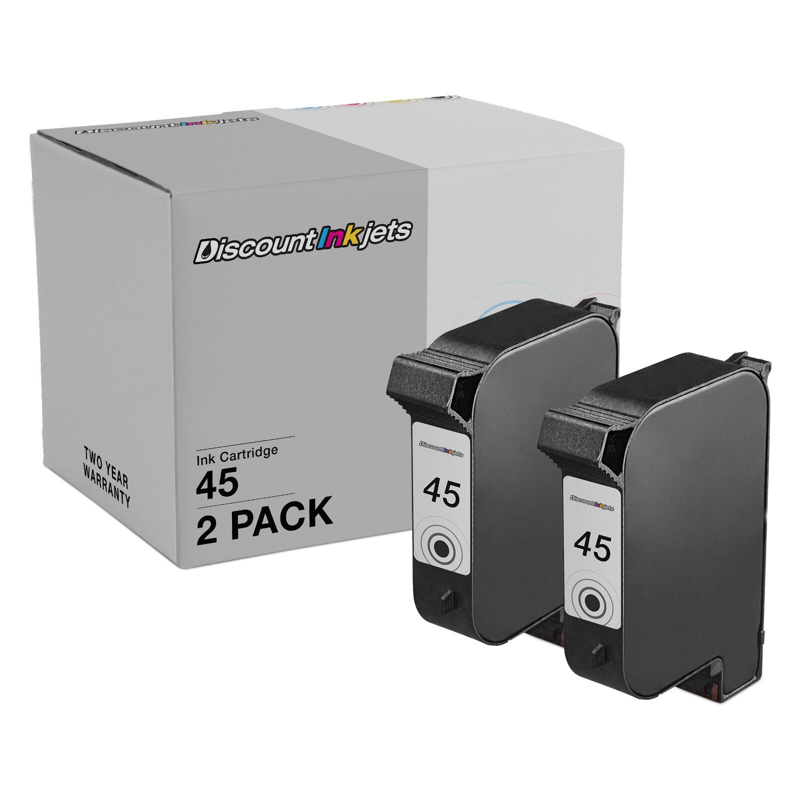 SPEEDYINKS Reman Replacement for HP 45 51645A Ink Cartridges 2-Pack