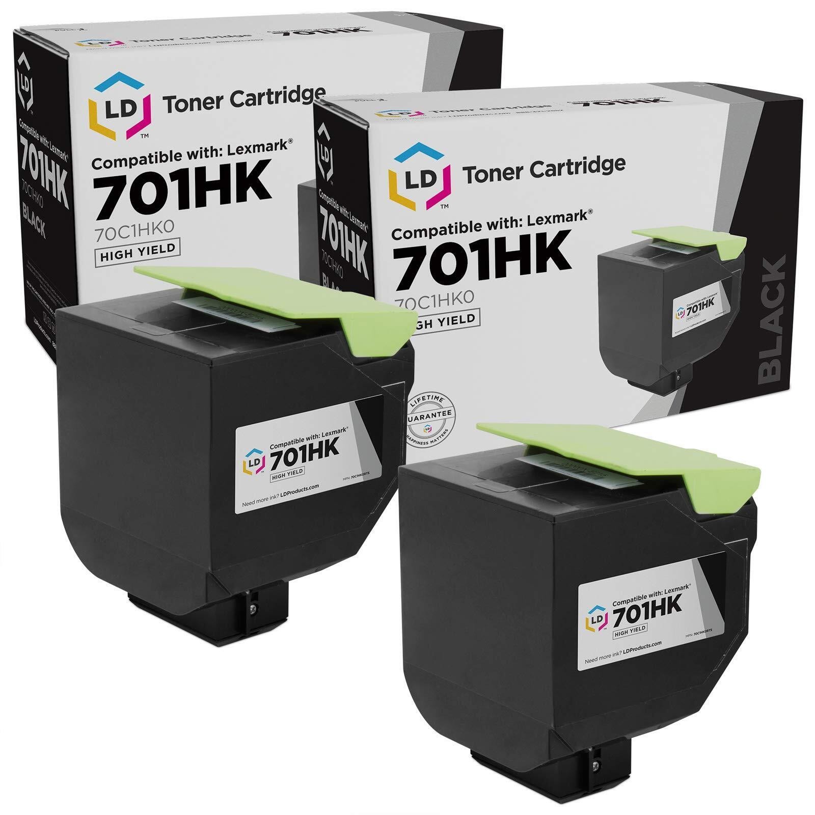 LD Replacement for Lexmark 701HK / 70C1HK0 2PK HY Black Laser Toner Cartridges
