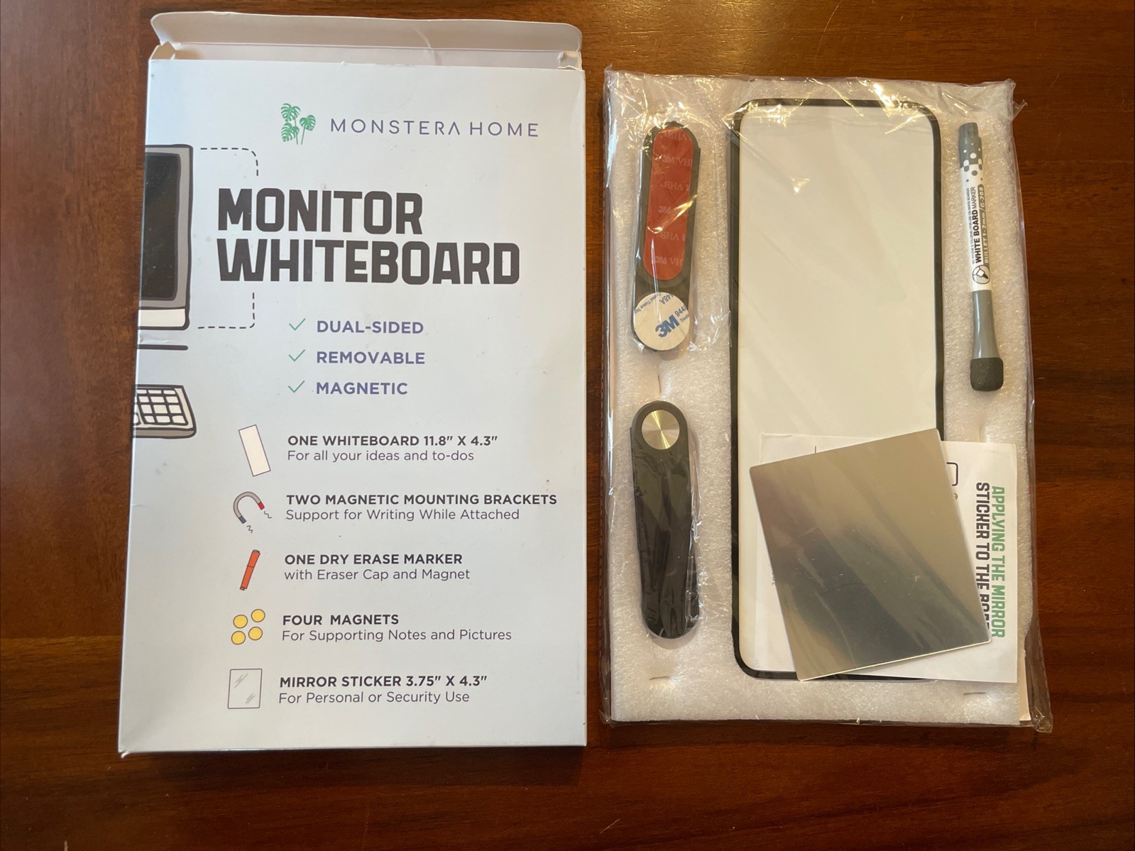 Removable Multi-Use Laptop and Monitor Memo Board; 11.8" x 4.3" White