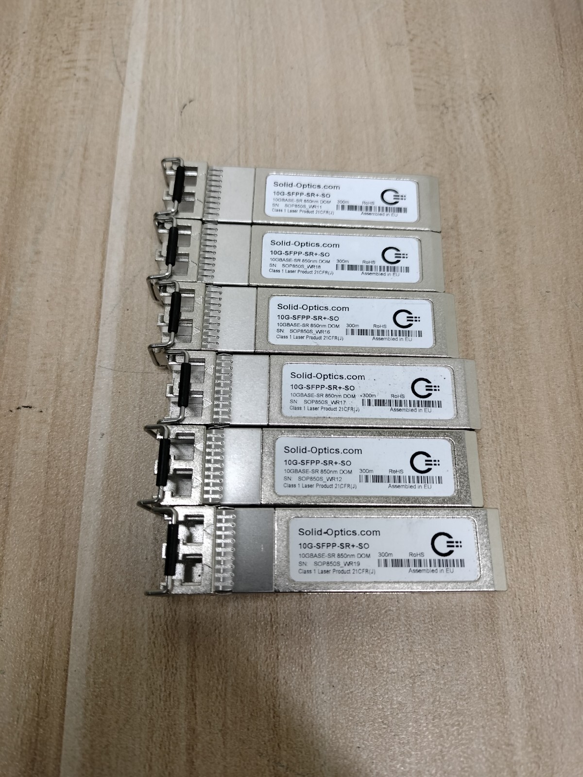 (LOT OF 6)SOLID OPTICS (10G-SFPP-SR+-SO) 10GBASE-SR 850nm DOM