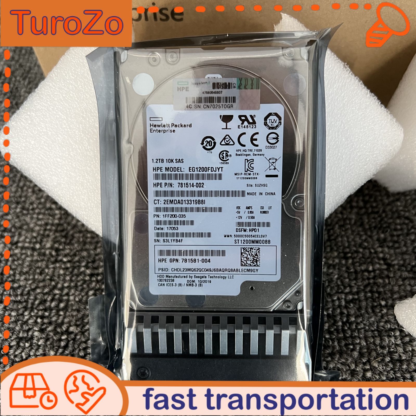 New 787648-001 J9F48A For HPE MSA 1.2TB 12G DP 10K 2.5 SFF SAS Hard Drive Server