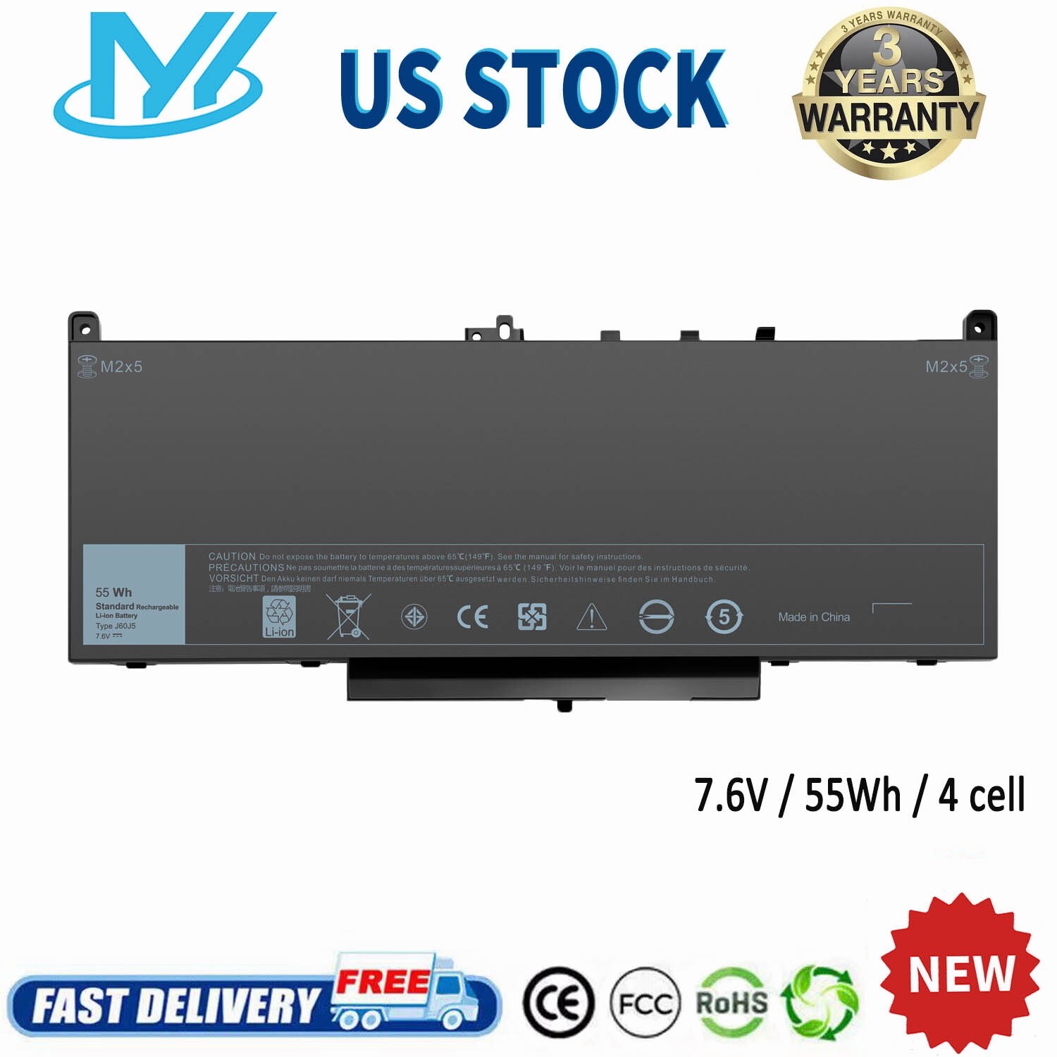 ✅J60J5 Battery For Dell Latitude E7270 E7470 MC34Y WYWJ2 GG4FM 451-BBSY 451-BBSX