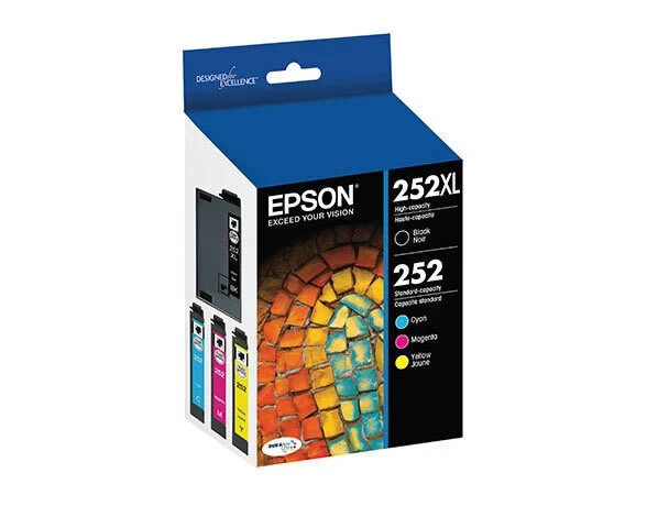 Epson 252XL / 252 Combo Pack, Black High Capacity and C/M/Y Standard  T252XL-BCS